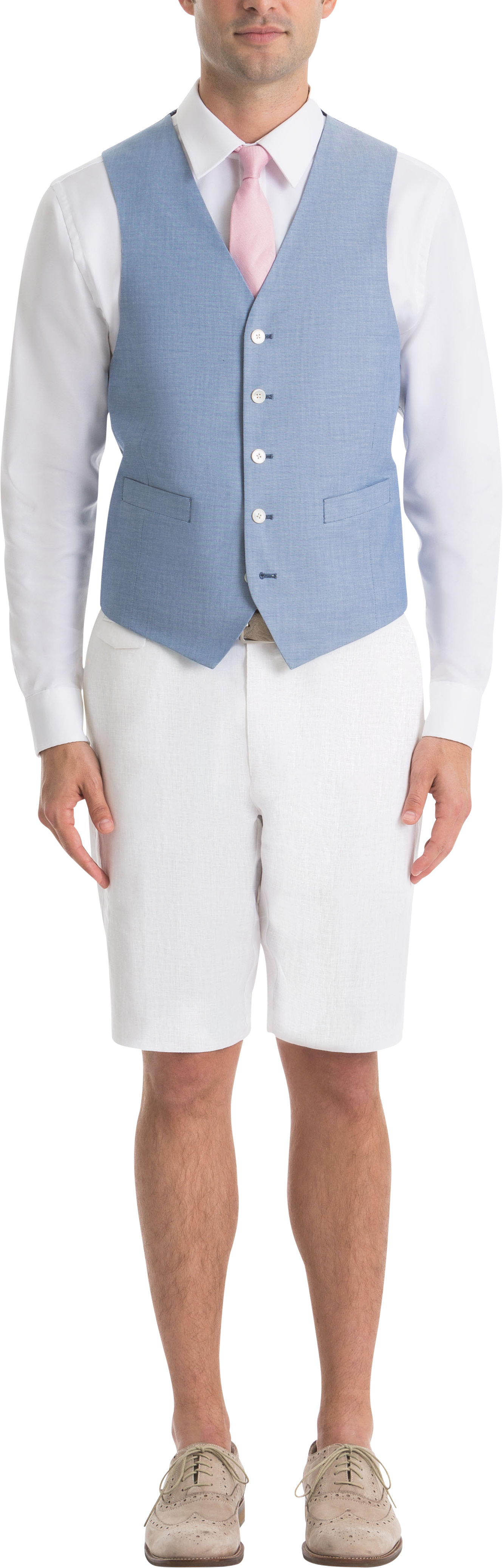 Lauren By Ralph Lauren Classic Fit Suit Separates Vest, Light Blue Chambray  - Men's Suits | Men's