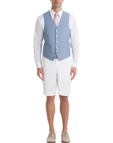 New Men's 3 Buttons 100% Cotton Denim Suits with Vest and Pants Navy 