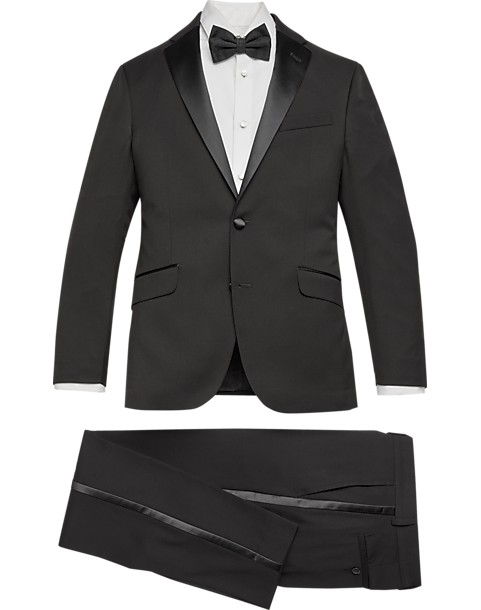 Men's Black Kenneth Cole Reaction Tuxedo Jacket with Satin Notch Lapels 48XL