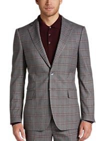 Egara Skinny Fit Suit Separates Coat, Wine Windowpane