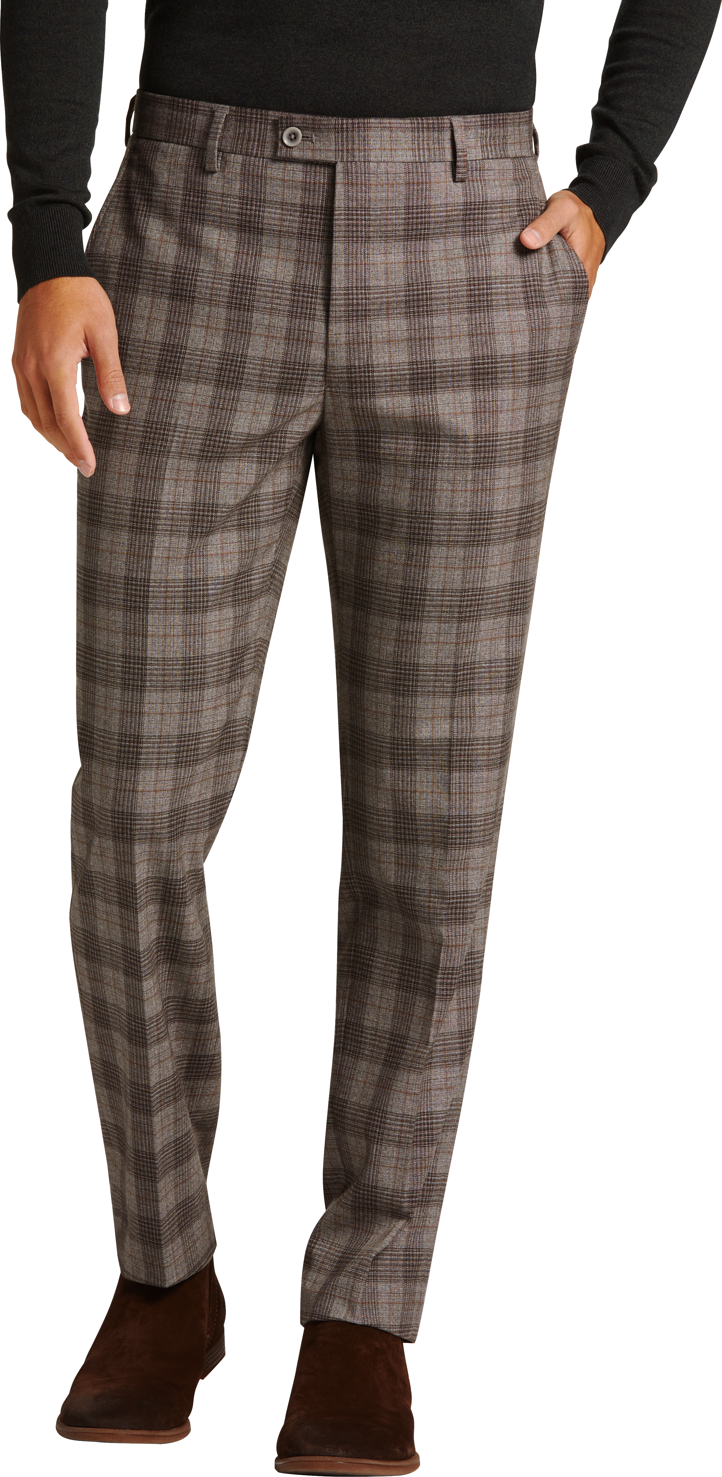 Egara Skinny Fit Suit Separates Pants, Taupe Plaid - Men's Sale | Men's ...