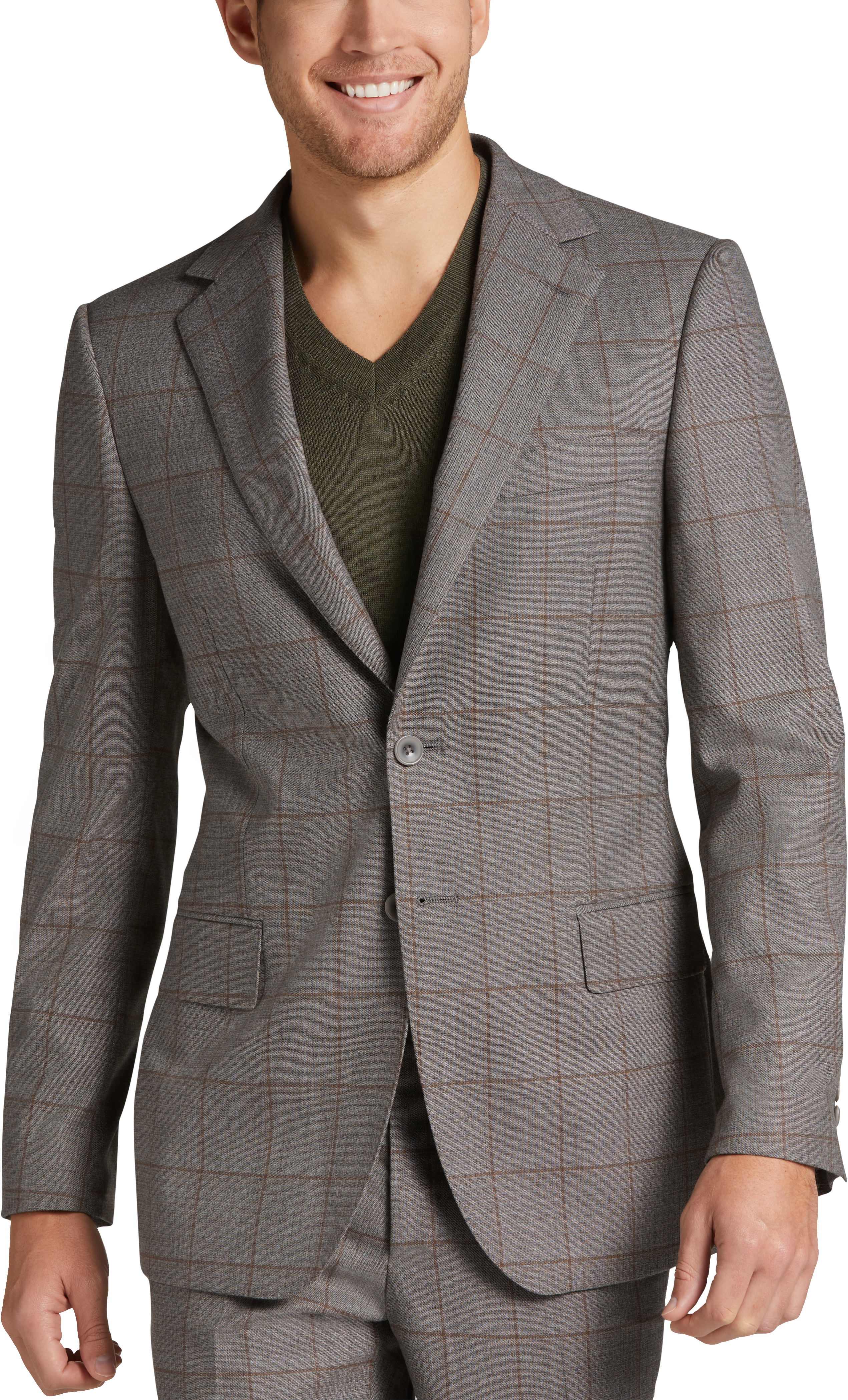 Egara Skinny Fit Suit Separates Coat, Taupe Windowpane