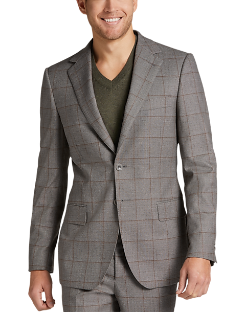 Egara Skinny Fit Suit Separates Coat, Taupe Windowpane - Men's Suits ...
