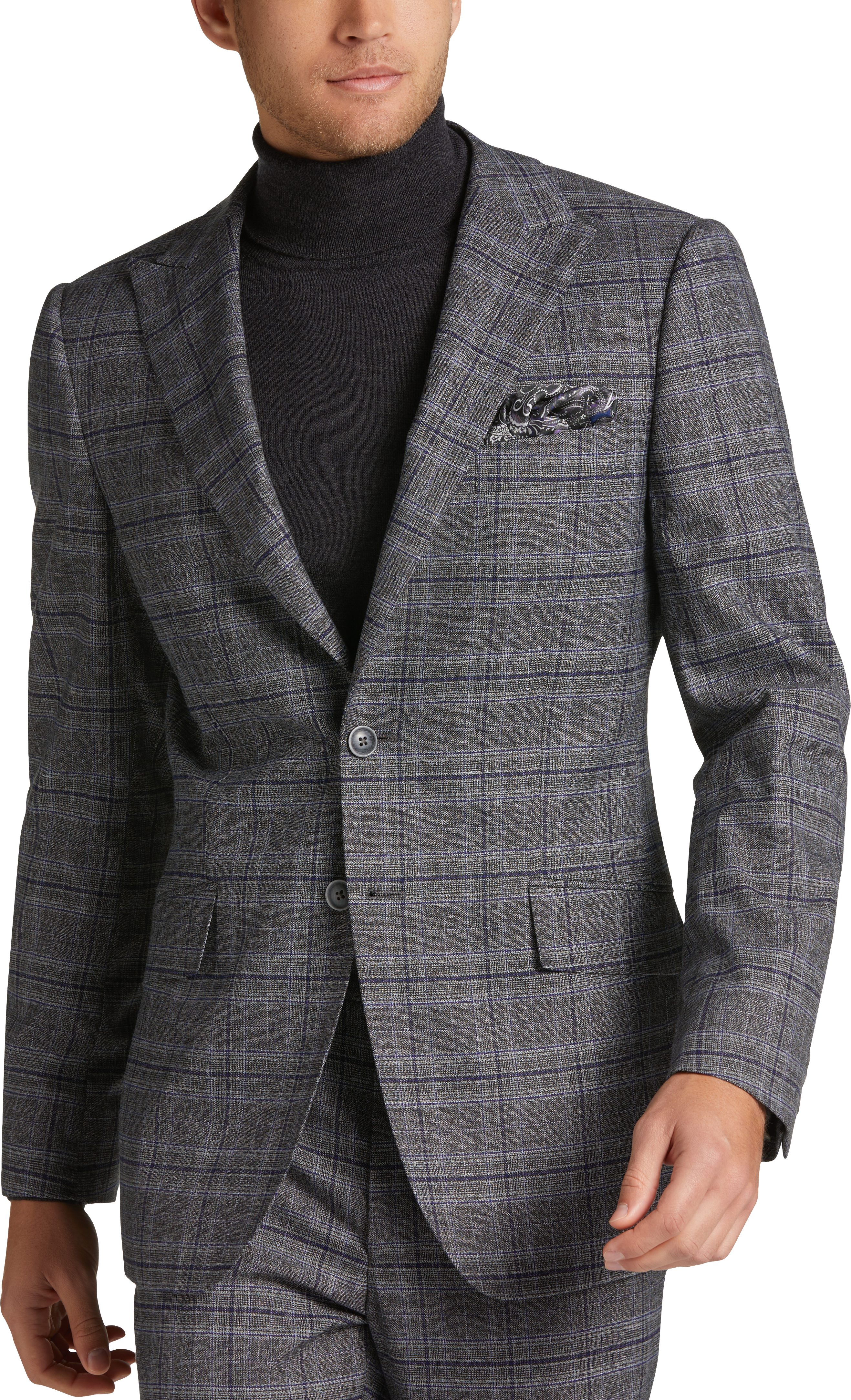 Egara Skinny Fit Suit Separates Coat, Gray Plaid - Men's Sale | Men's ...
