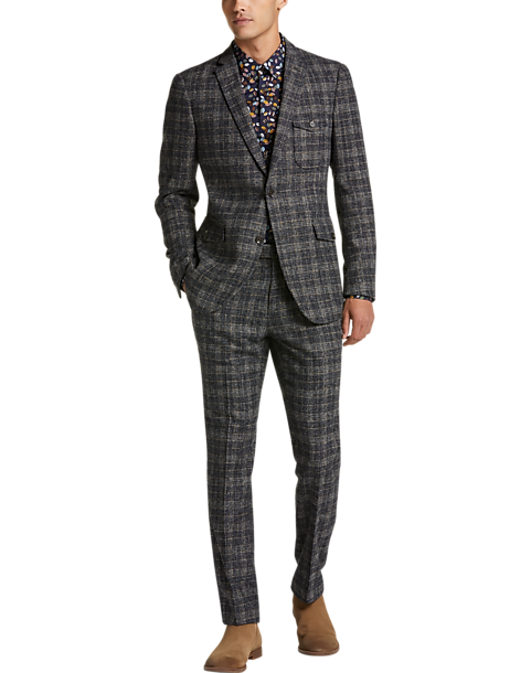 Paisley & Gray Slim Fit Suit Separates Coat (Navy & Olive Plaid Melange)