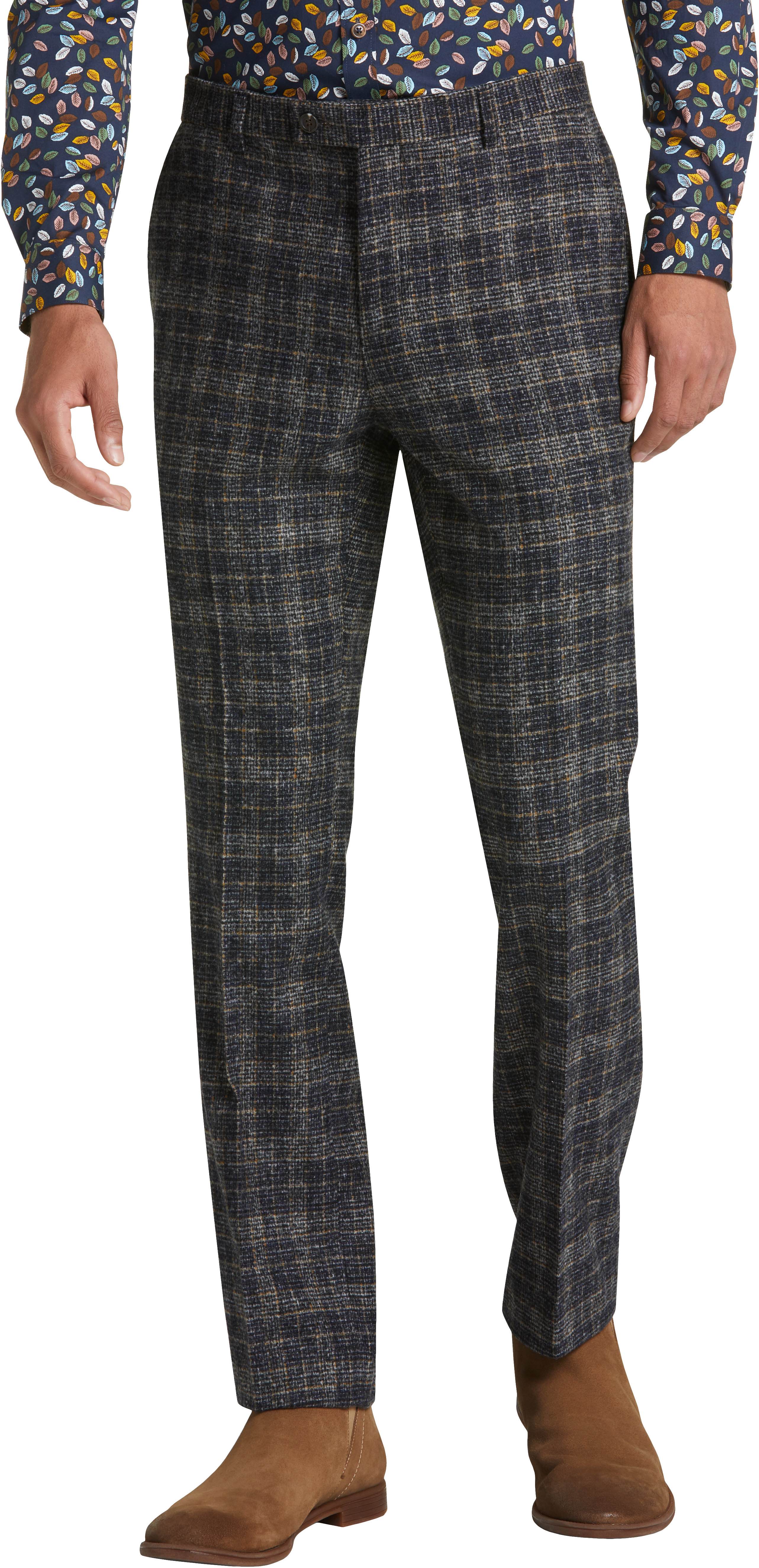 skinny fit suit pants plaid