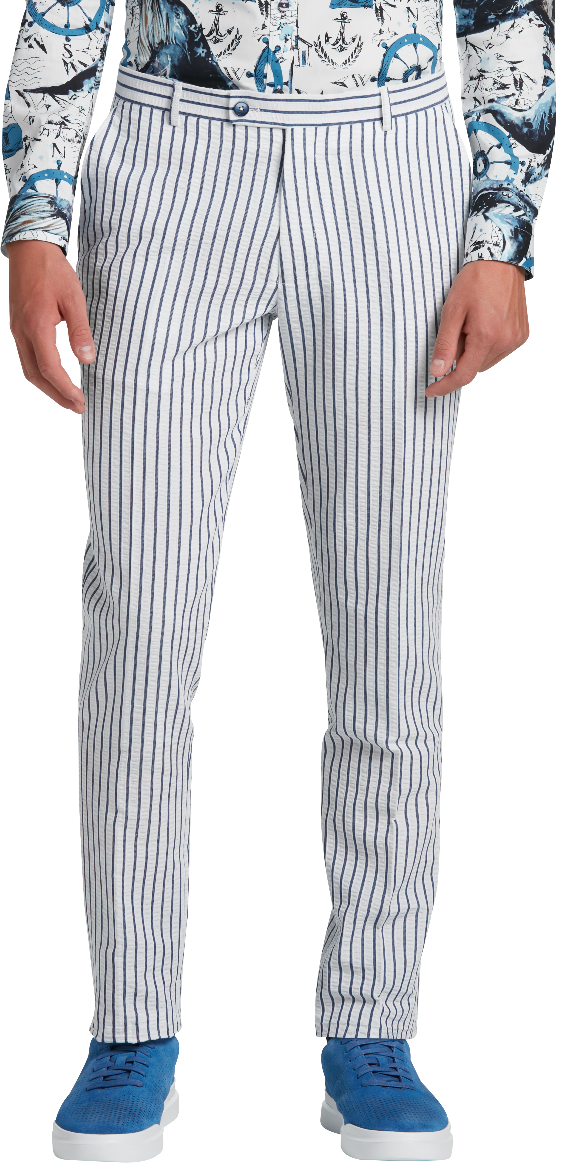 blue striped dress pants