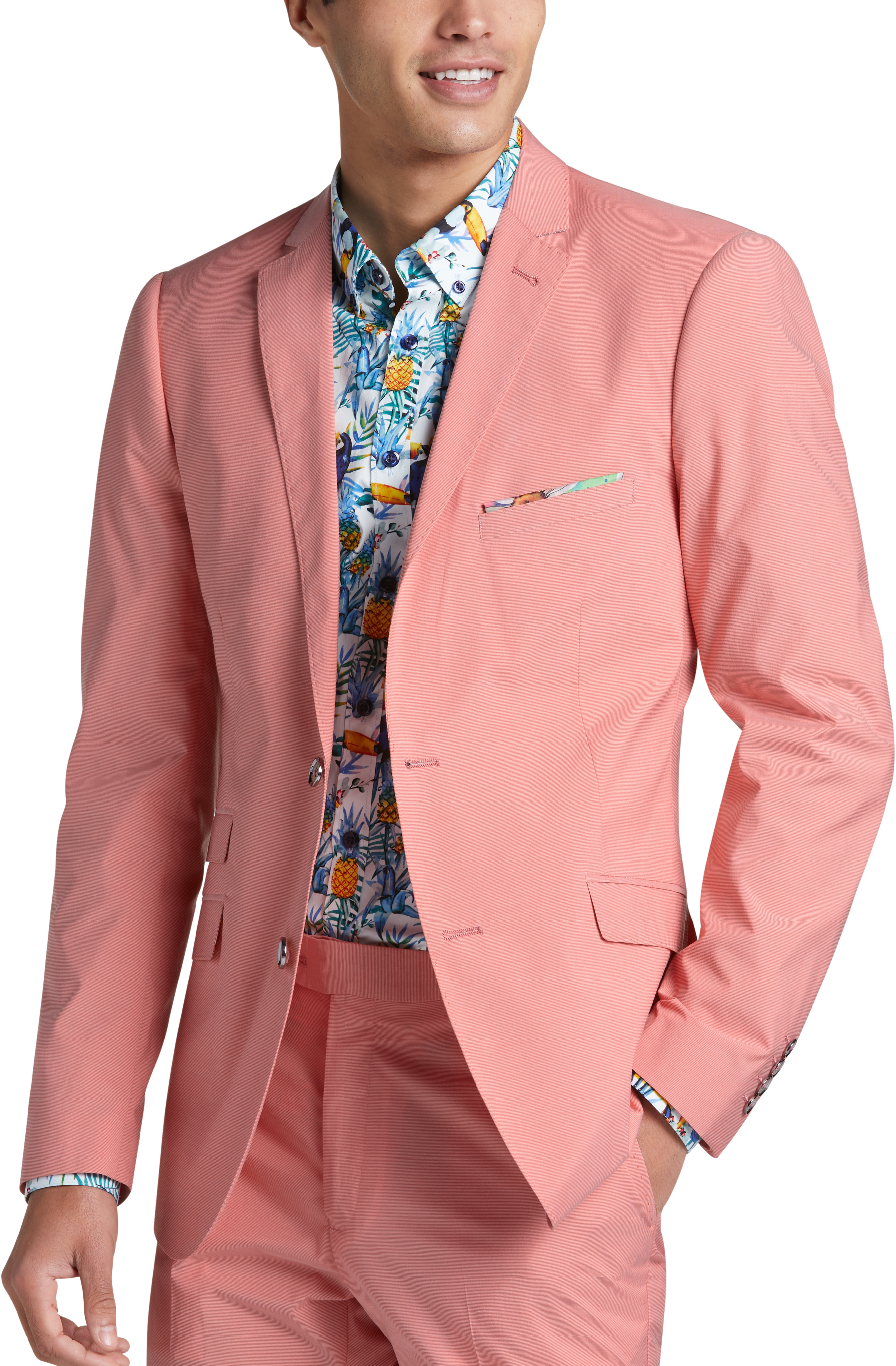 Le Suit Herringbone Single Button Blazer & Straight Leg, Mid-Rise