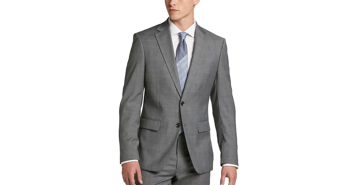 Calvin Klein X-Fit Slim Fit Suit, Gray Plaid - Men's Sale | Men's Wearhouse