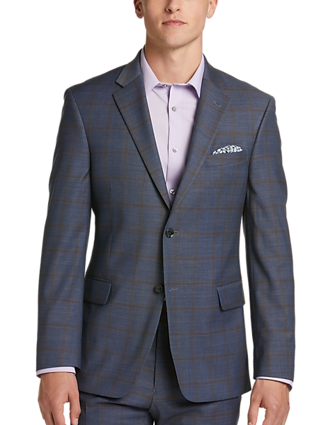 Tommy Hilfiger Modern Fit Suit, Blue & Brown Windowpane - Men's Sale ...