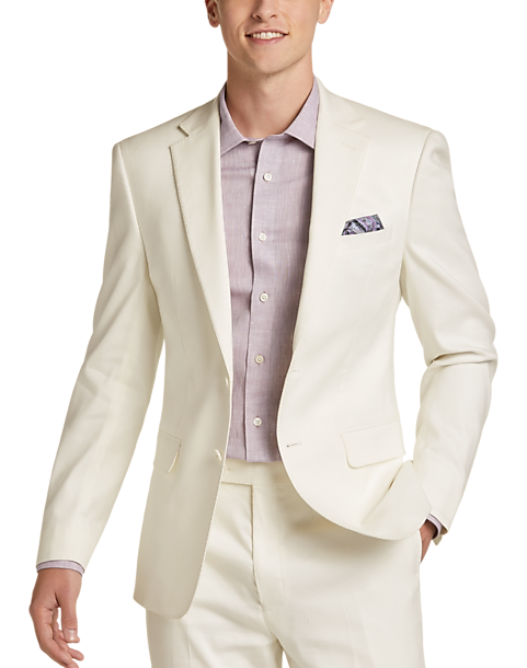 Calvin Klein X-Fit Slim Fit Linen Blend Suit Separates Coat (Size: Big & Tall in White)
