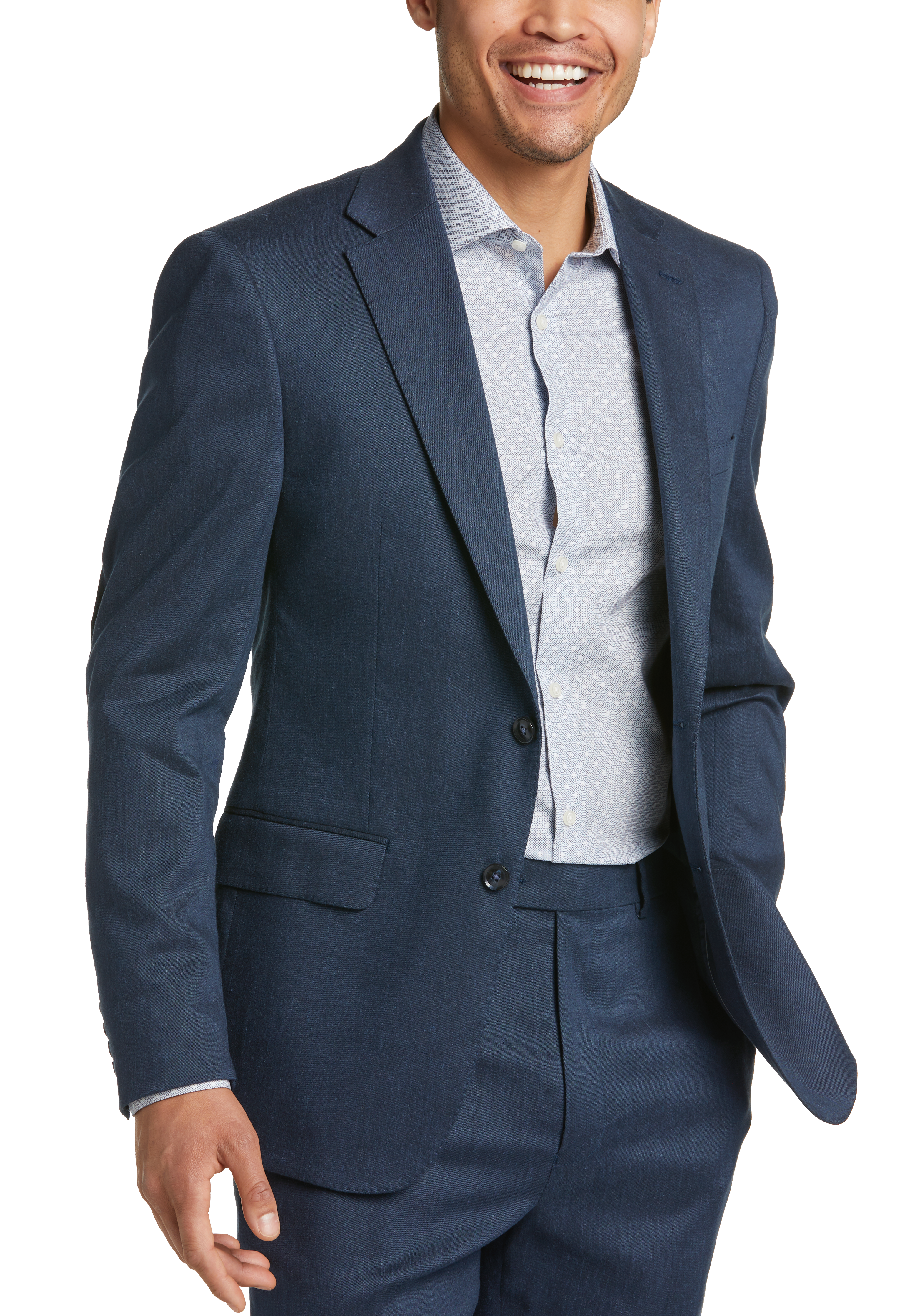 Calvin Klein X-Fit Slim Fit Linen Blend Suit Separates Coat (Size: Big & Tall in Denim)