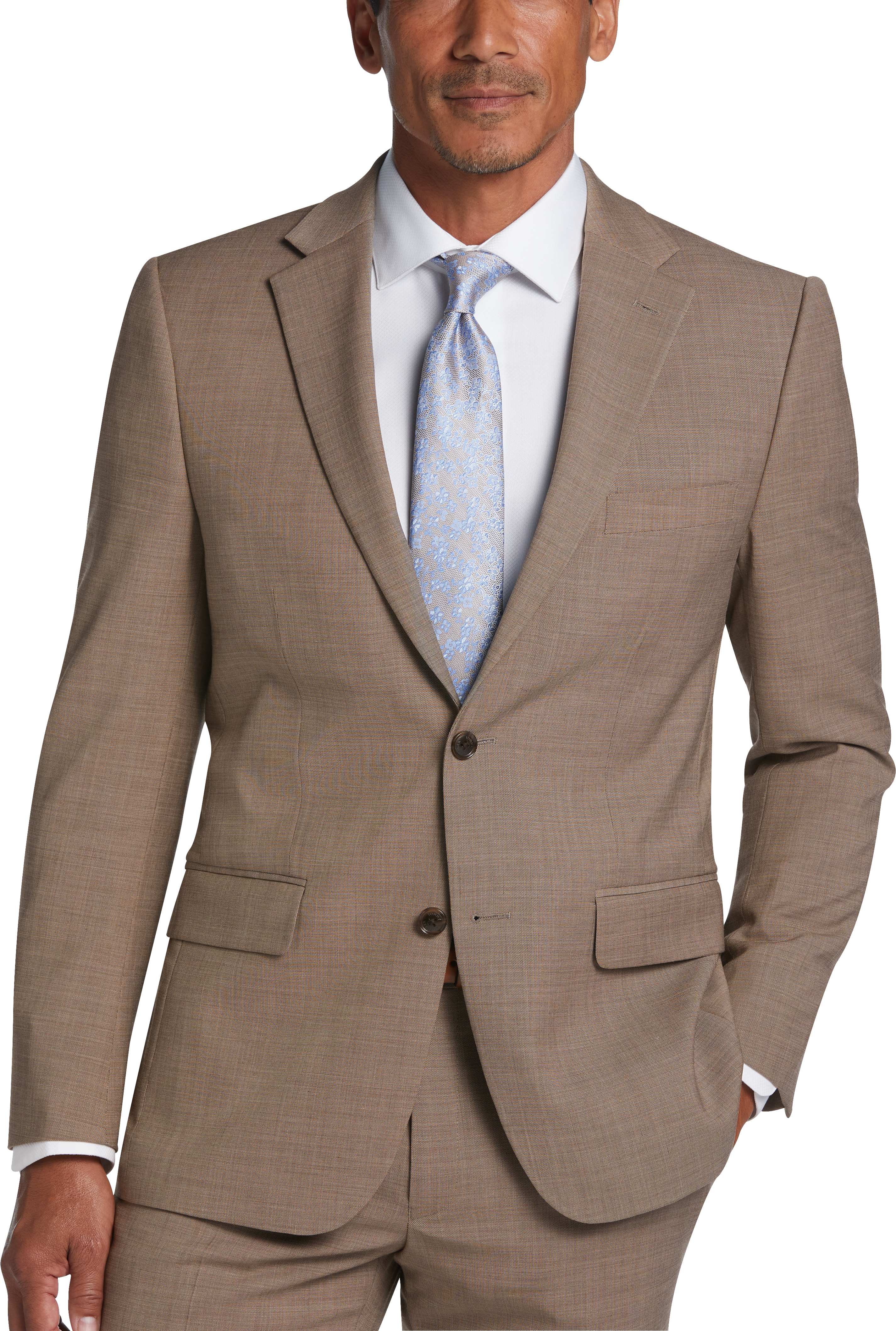 Tommy Hilfiger Modern Fit Suit Separates, Tan Sharkskin - - Men's Wearhouse