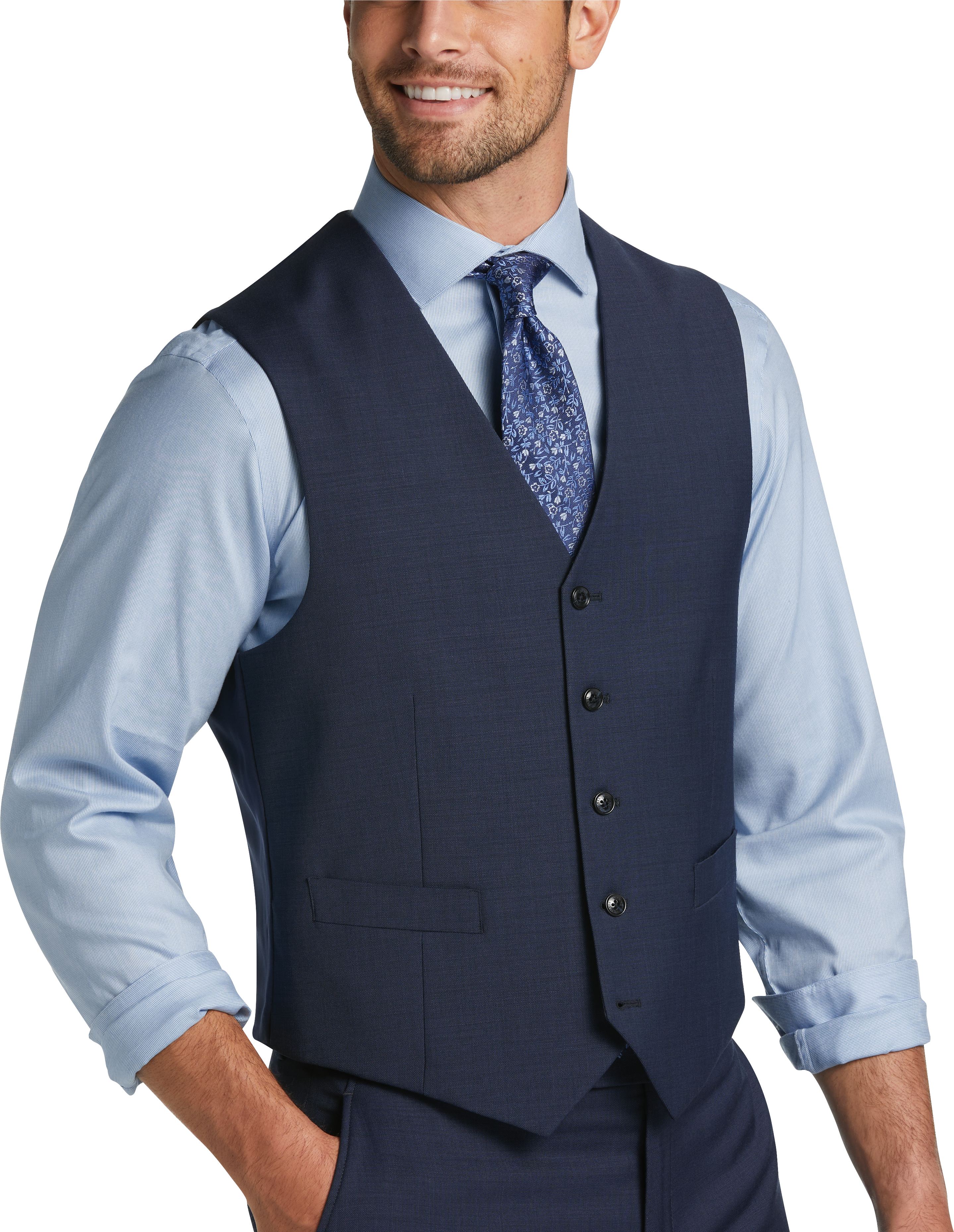 Tommy Hilfiger Modern Fit Suit Separates Vest, Blue Sharkskin - Men's ...