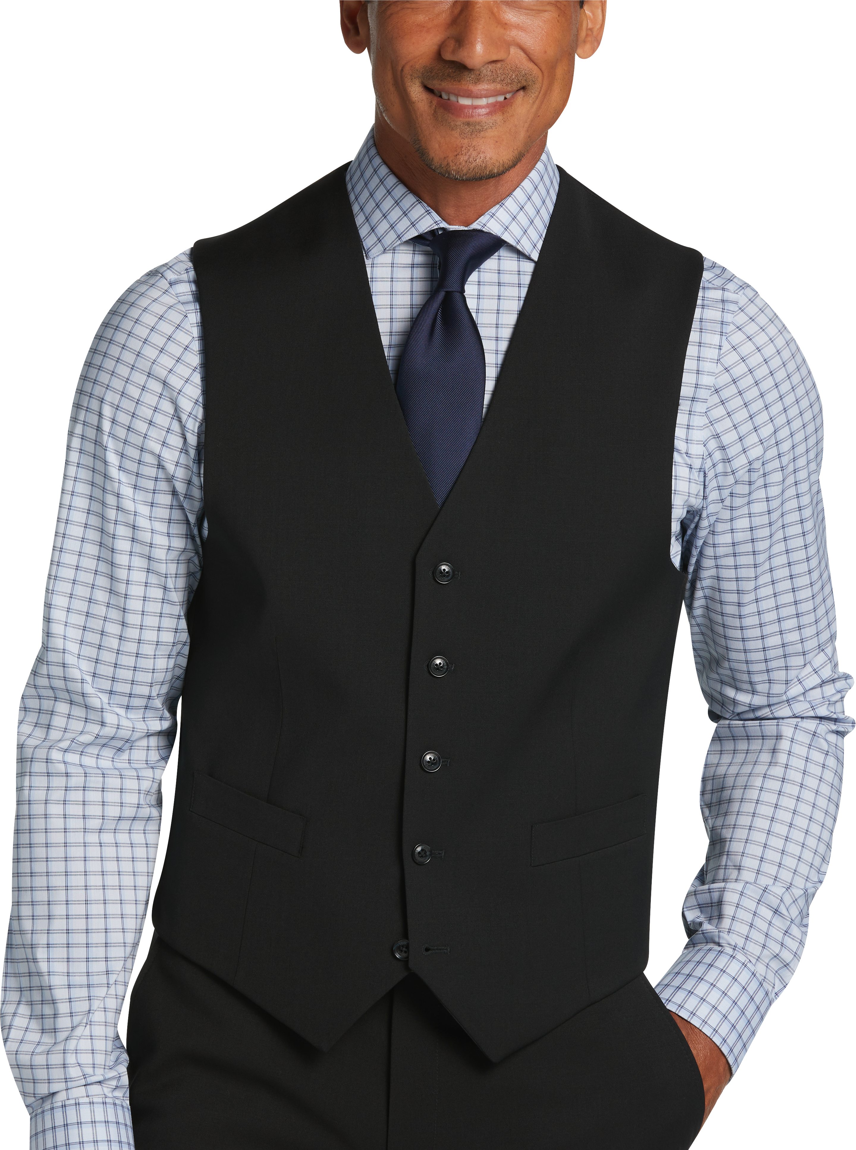 Men's Modern-Fit Wool TH-Flex Stretch Suit Suit Vest