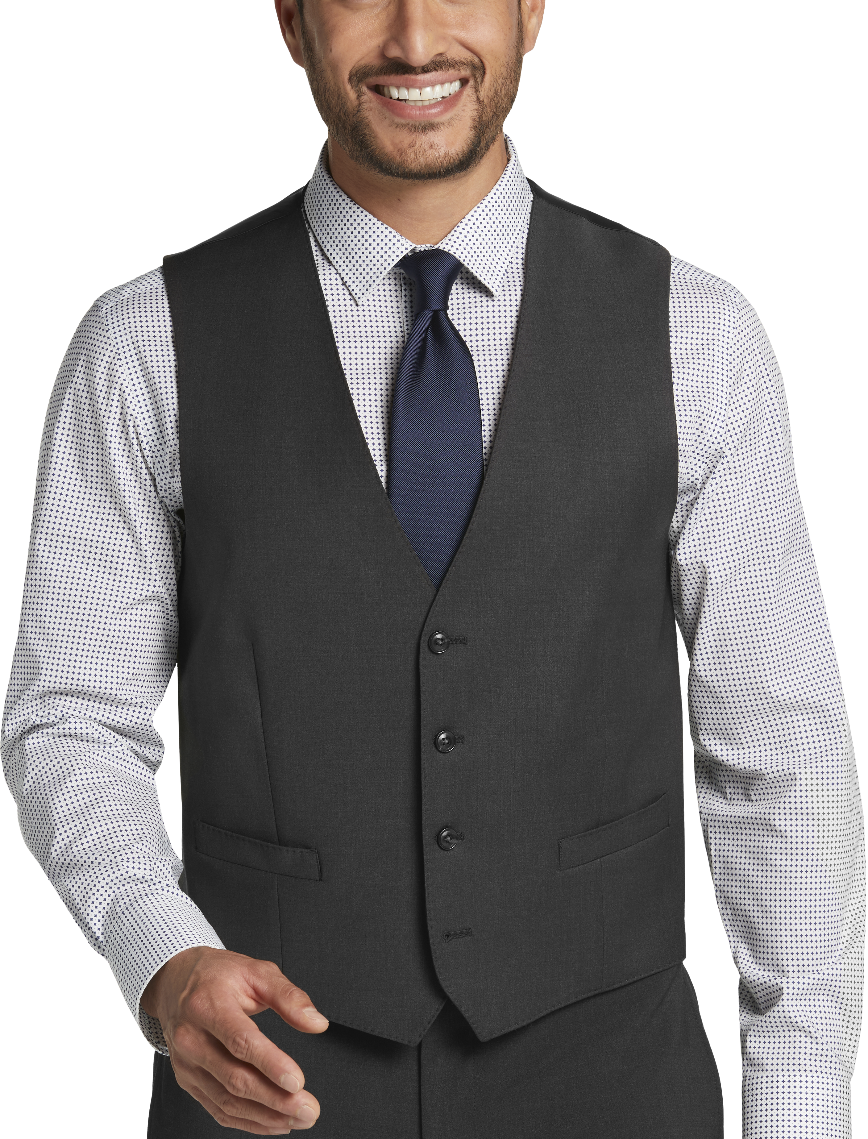 Calvin Klein X-Fit Slim Fit Suit Separates Vest, Charcoal Gray - Men's Suits  | Men's Wearhouse