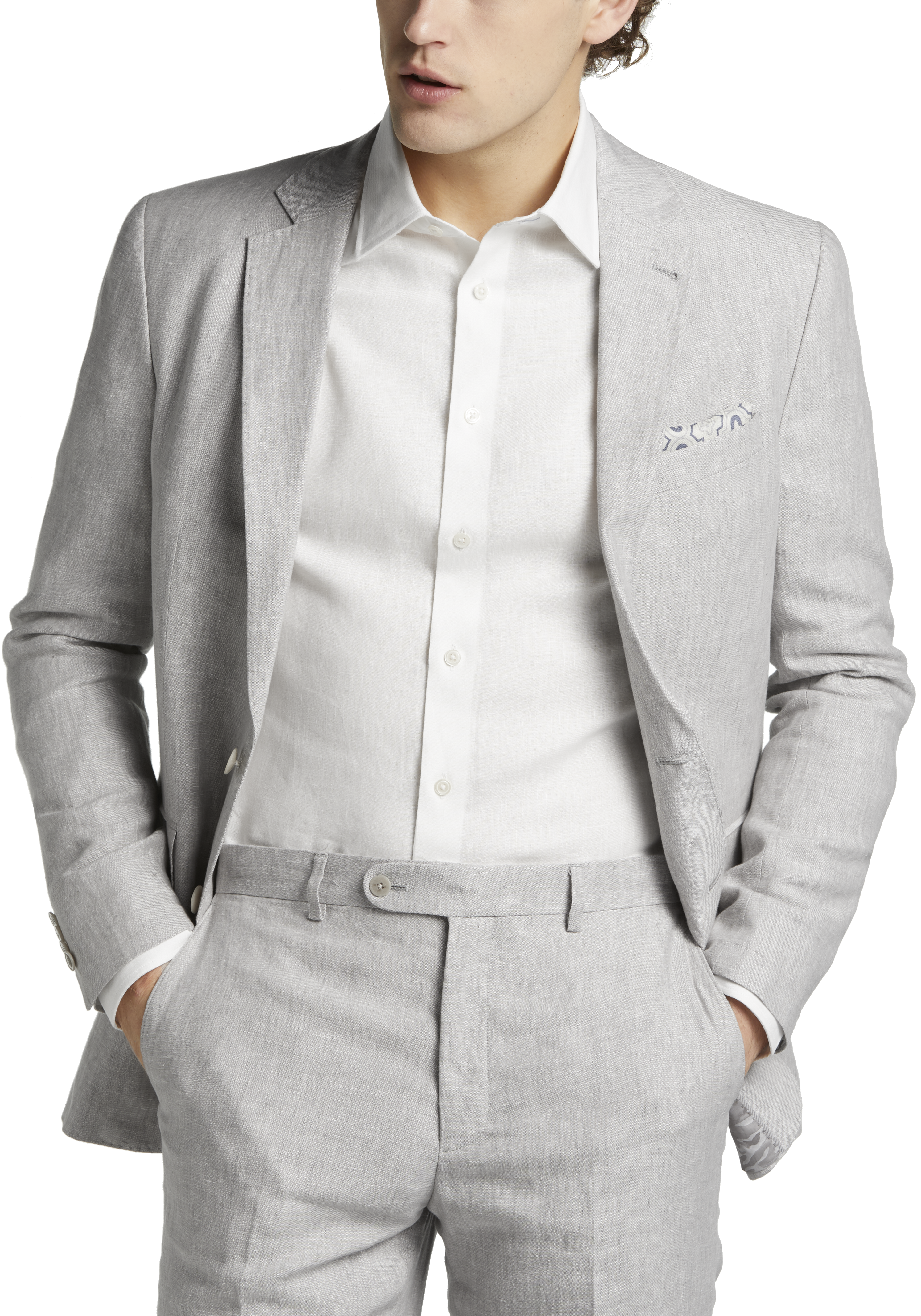 JOE Joseph Abboud Linen Slim Fit Suit Separates, Light Gray - - Men's Wearhouse