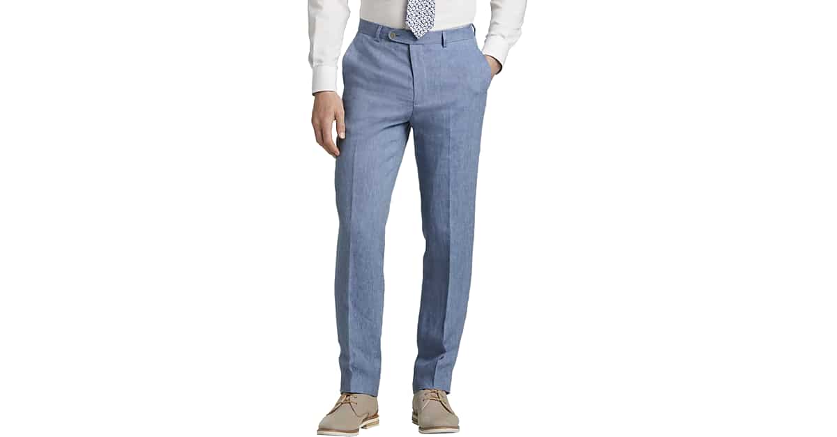 JOE Joseph Abboud Linen Slim Fit Suit Separates Dress Pant, Light Blue