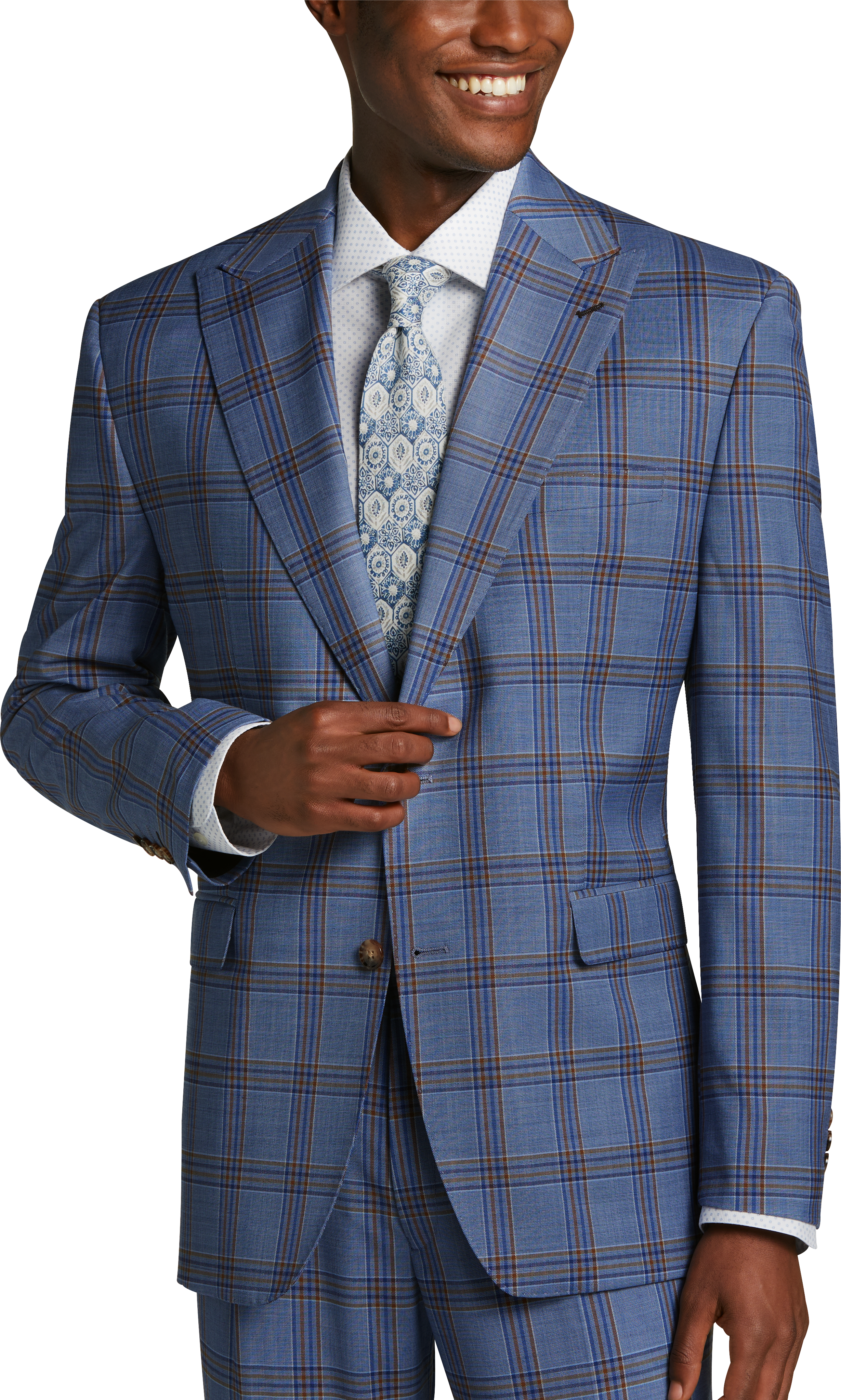Tayion Classic Fit Suit Separates Coat, Navy & Rust Plaid - Men's Suits ...