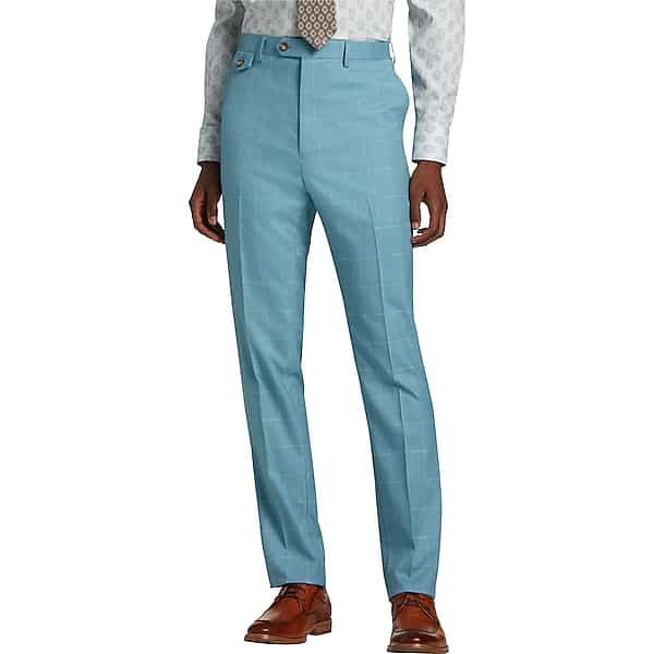 Retro Clothing for Men | New Clothes, Old Style Tayion Mens Classic Fit Suit Separates Pants Light Blue  Cream Windowpane - Size 38W x 32L $120.00 AT vintagedancer.com