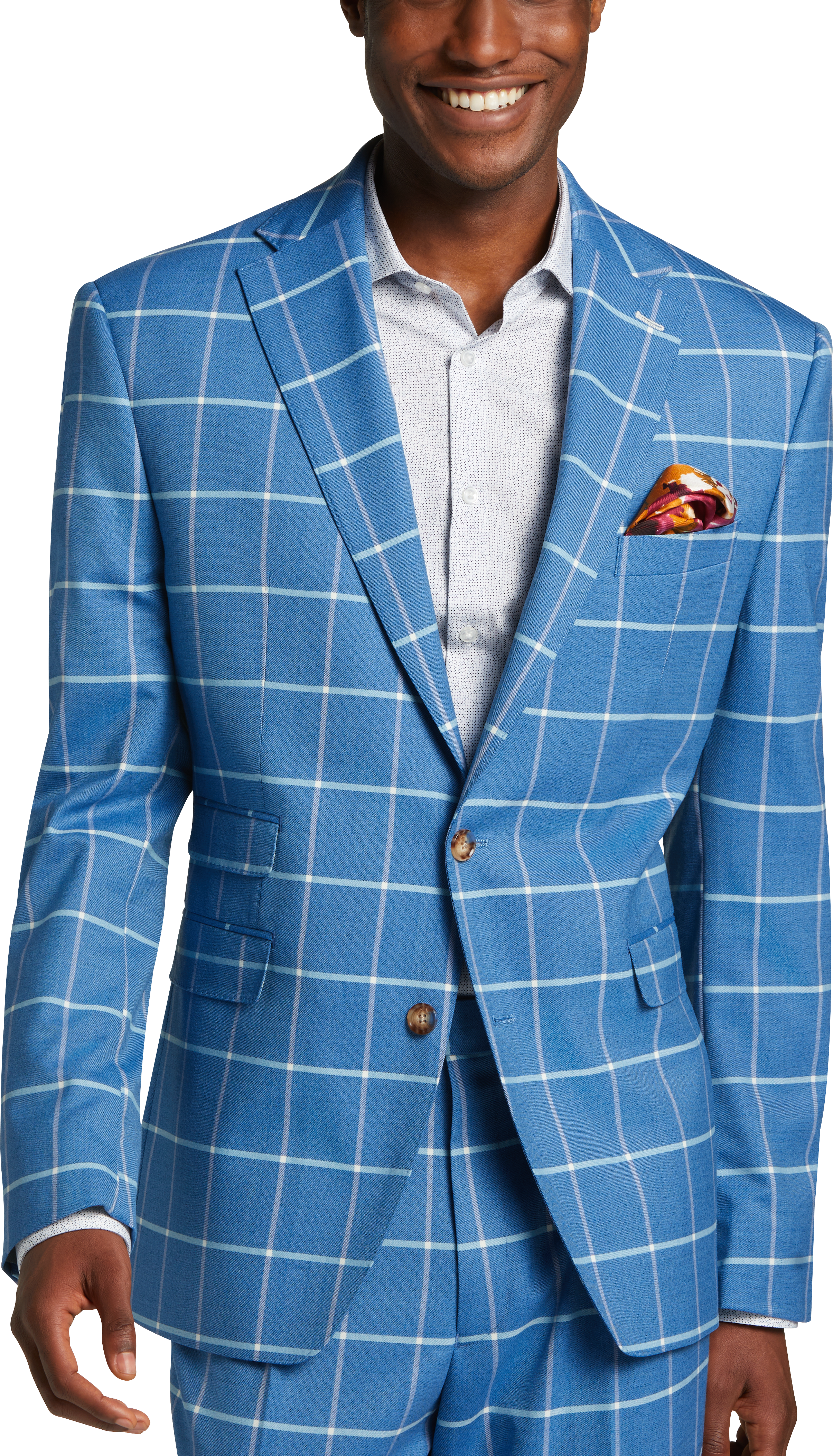 Tayion Classic Fit Suit Separates Coat, Blue & Cream Windowpane - Men's ...