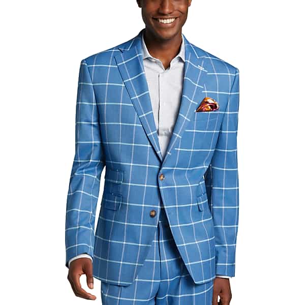 1960s Mens Suits | Mod, Skinny, Nehru Tayion Mens Classic Fit Suit Separates Coat Blue  Cream Windowpane - Size 40 Short $279.99 AT vintagedancer.com