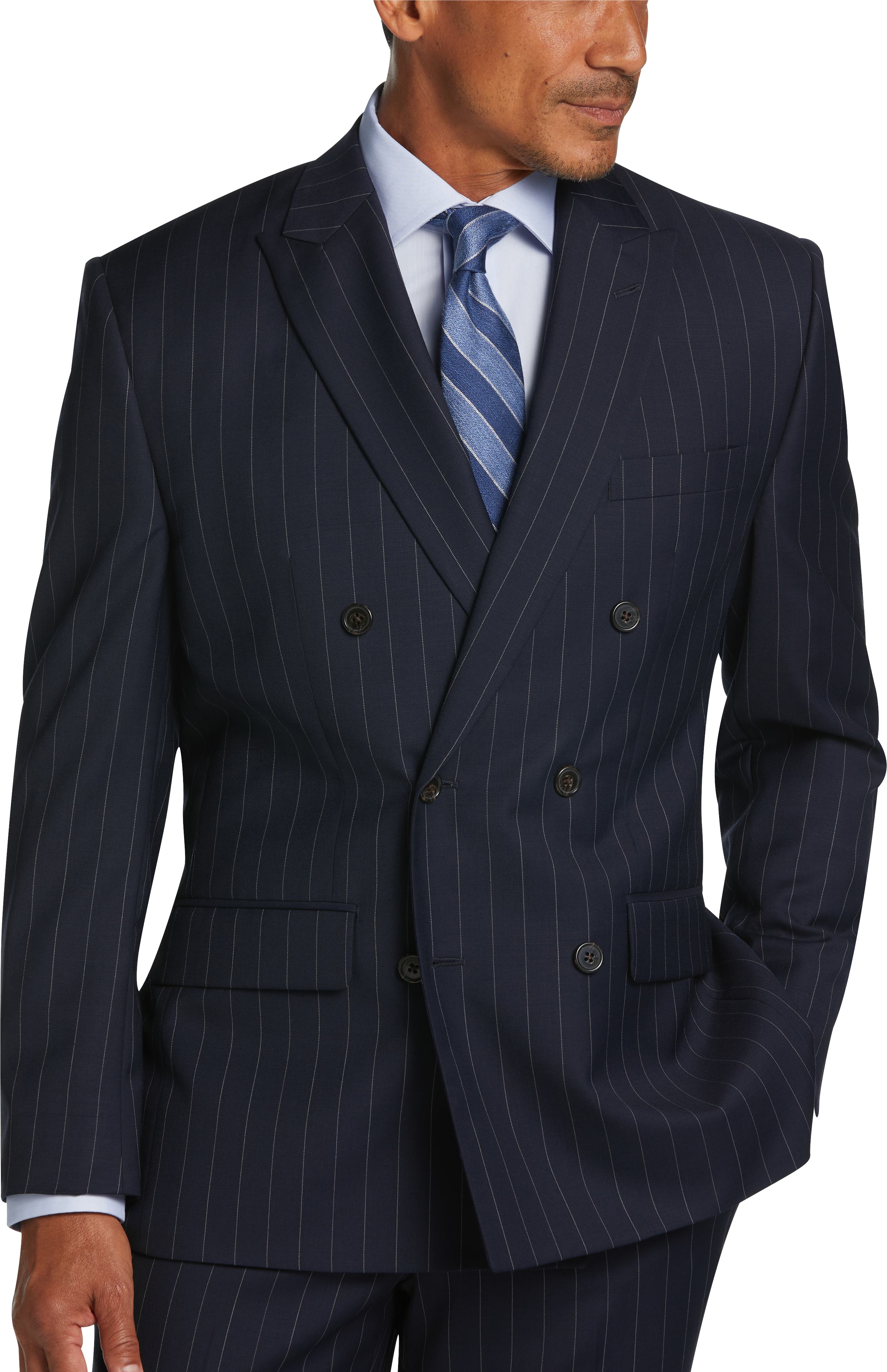 Lauren By Ralph Lauren Classic Fit Suit, Navy Stripe - Mens Suits - Men's Wearhouse