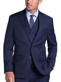 Michael Strahan Classic Fit Vested Suit, Blue Plaid