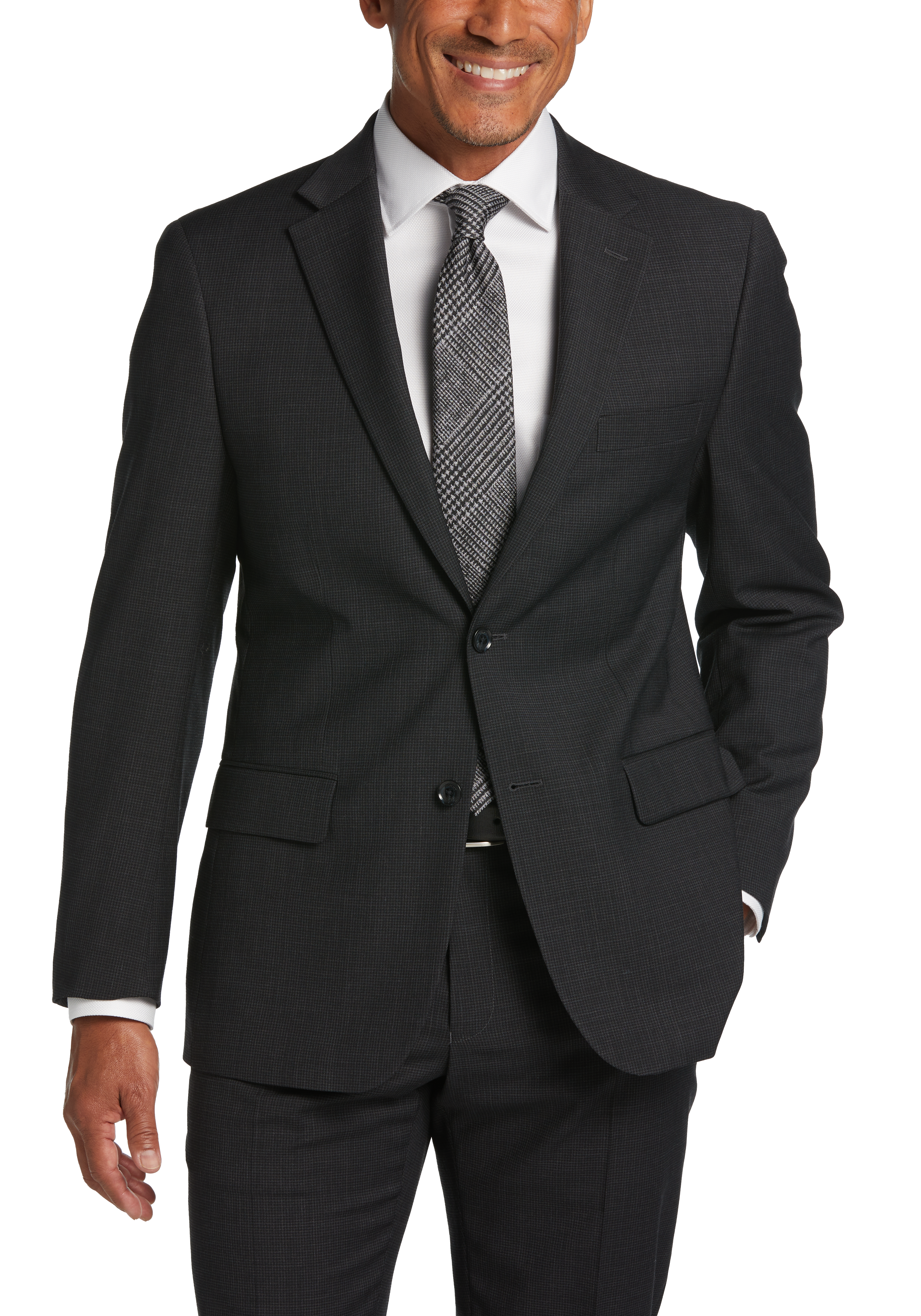 Schouderophalend Verbinding verbroken gastheer Tommy Hilfiger Modern Fit Suit, Charcoal Check - Men's Sale | Men's  Wearhouse