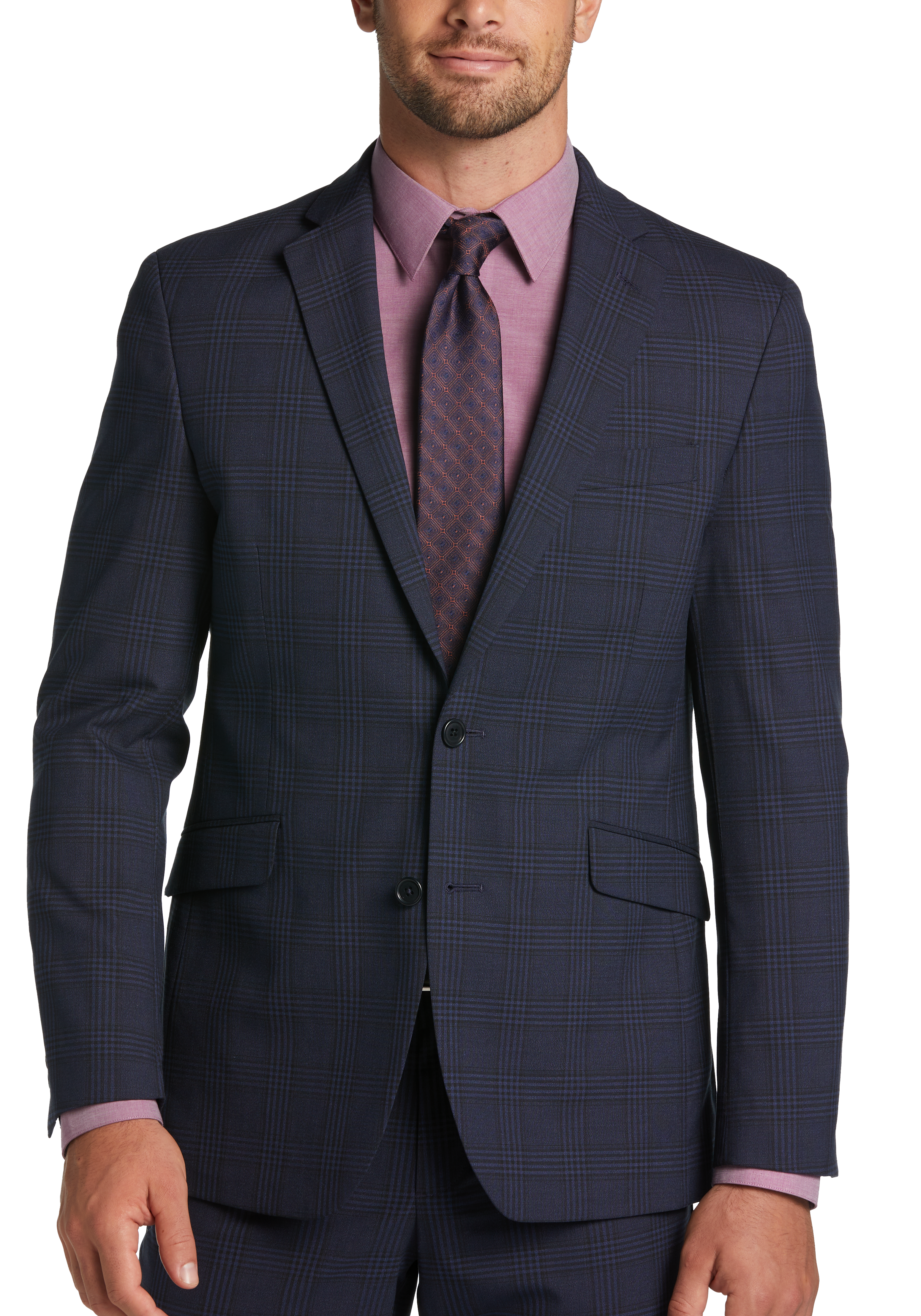 Wilke-Rodriguez Slim Fit Suit, Blue Plaid