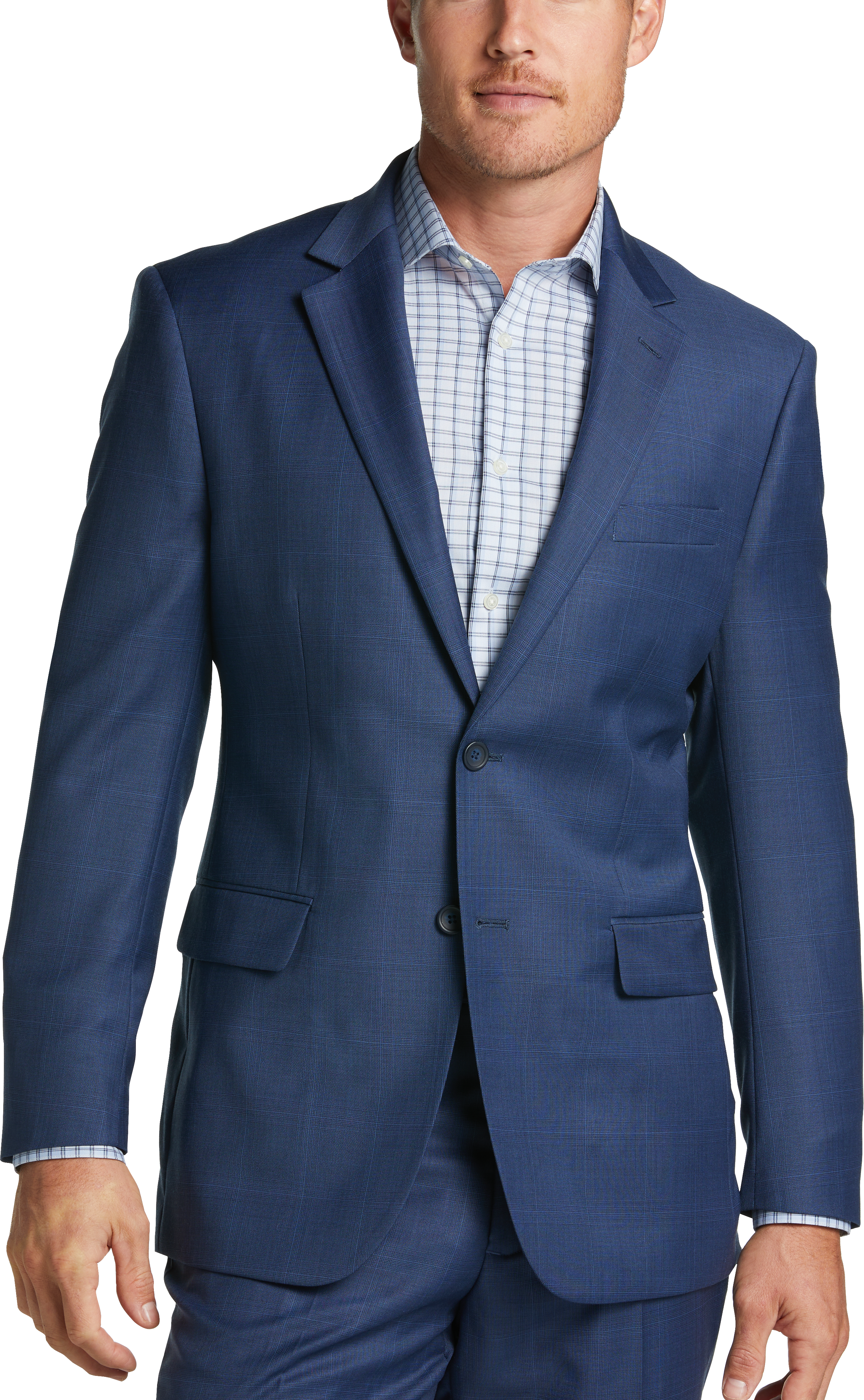 Pronto Uomo Modern Fit Suit Separate Coat, Blue Plaid - Mens Suits - Men's Wearhouse