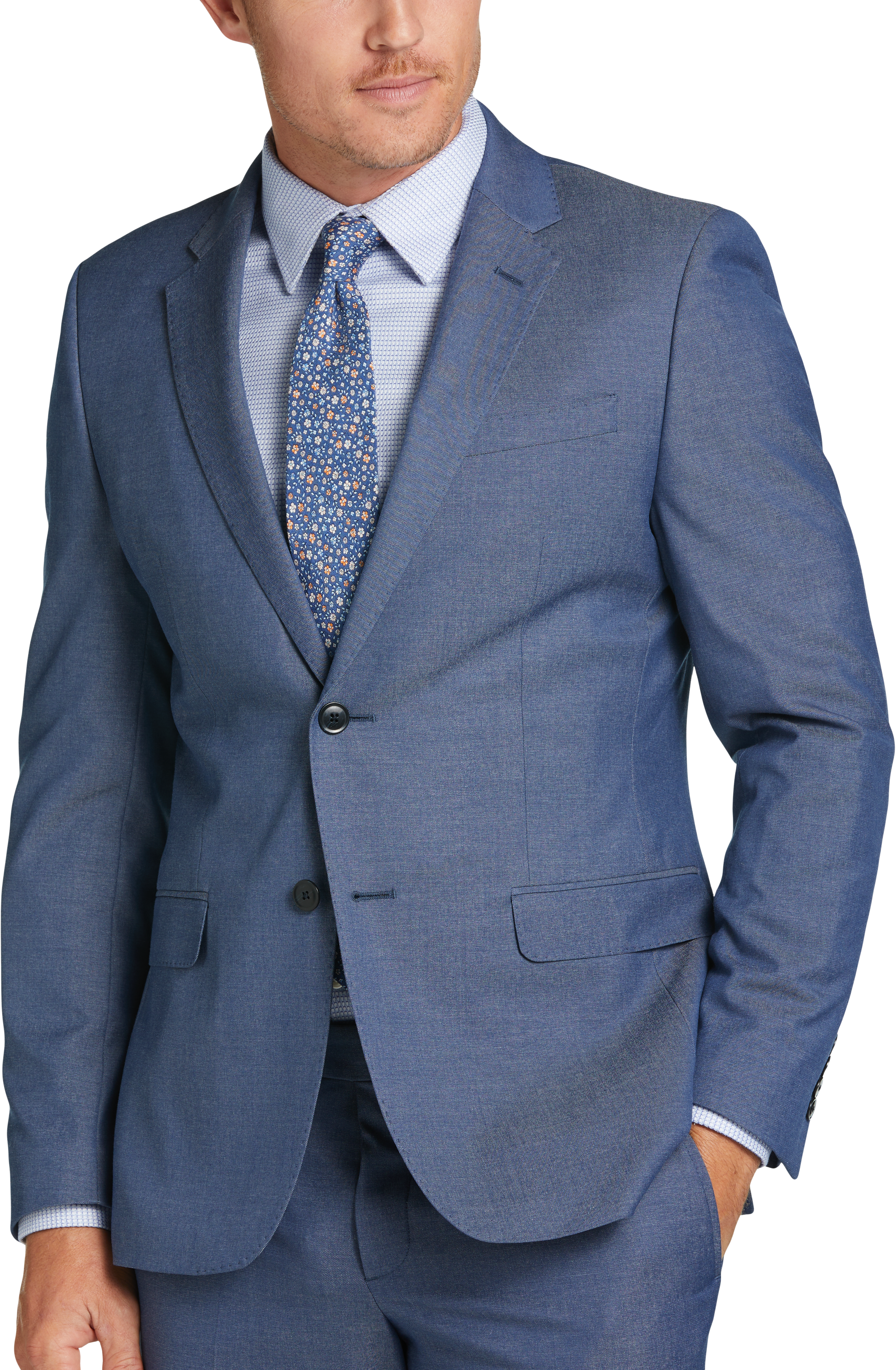 Egara Skinny Fit Suit Separates Coat, Blue Twill - Men's Suits | Men's ...