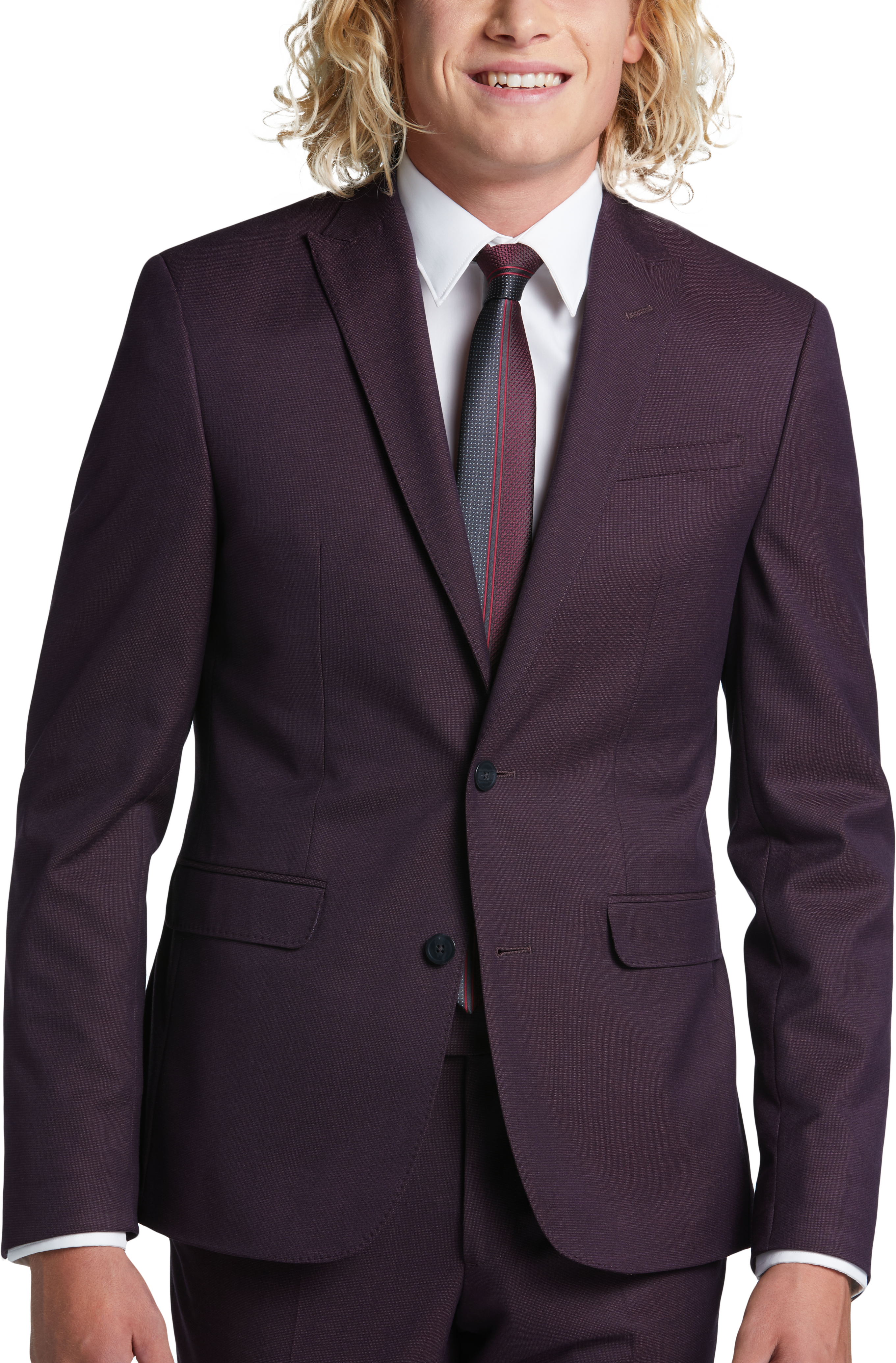Egara Skinny Fit Suit Separates, Plum Tic - - Men's Wearhouse