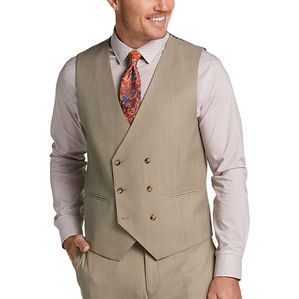 1920s Style Mens Vests, Pullovers, FairIsle Knits Tayion Big  Tall Mens Classic Fit Suit Separates Double Breasted Vest Camel - Size XXL $94.99 AT vintagedancer.com