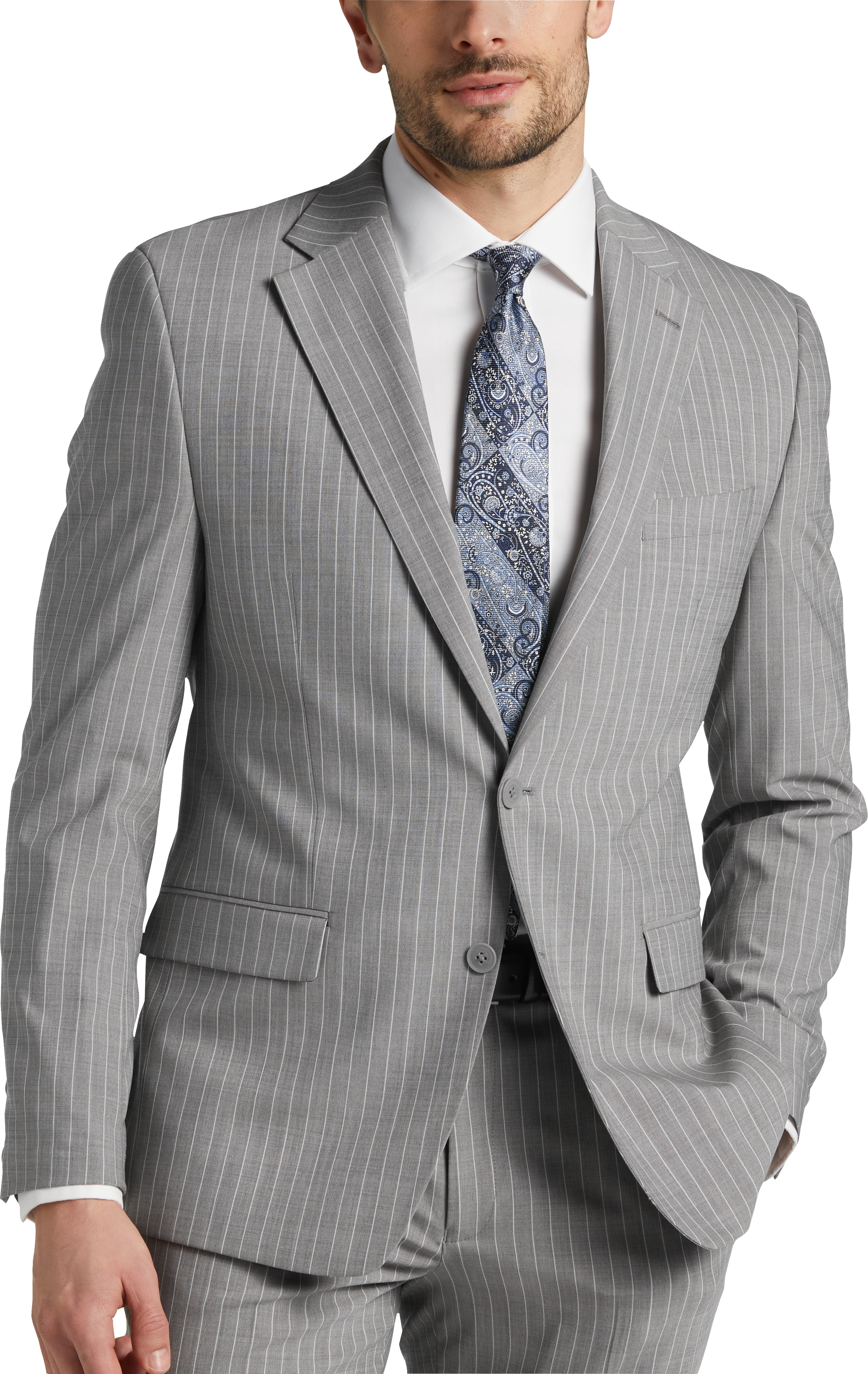 Michael Strahan Classic Fit Suit Gray Stripe Mens Sale Mens Wearhouse 