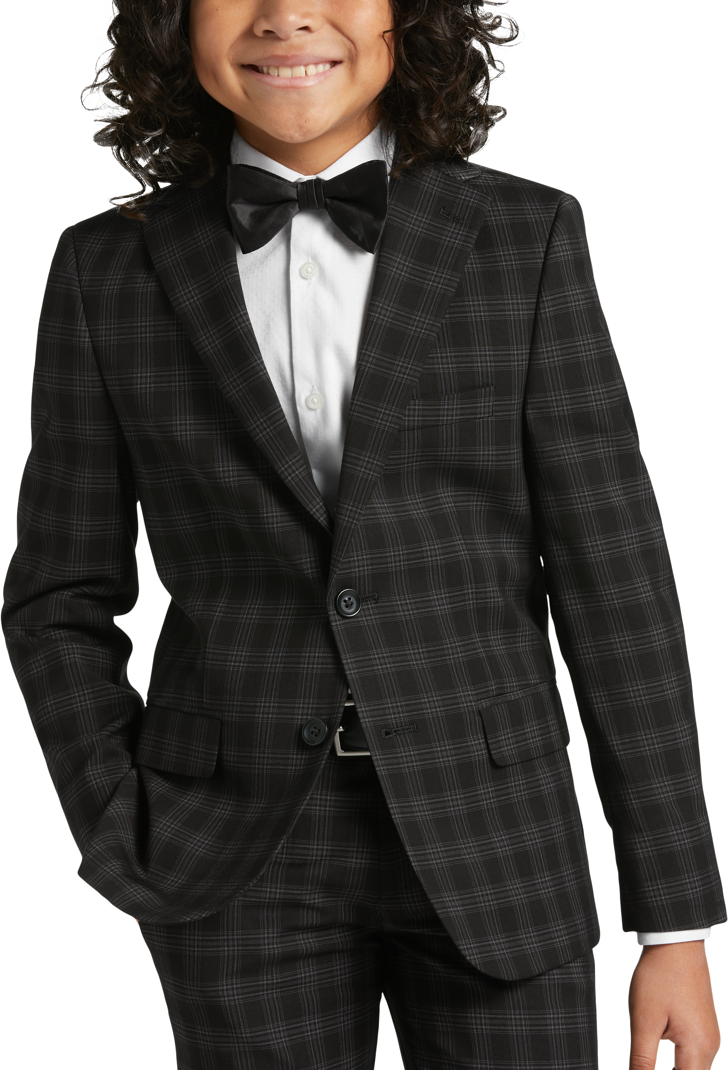 Men's Slim-Fit Black/White Plaid Suit Jacket, Created for Macy's