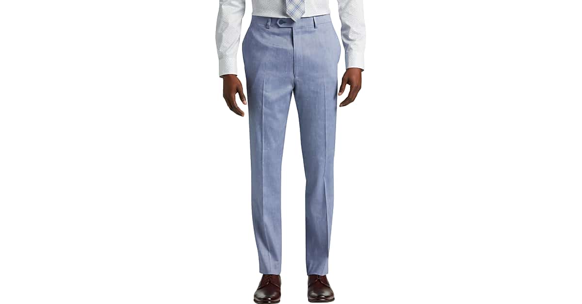 Calvin Klein Slim Fit Suit Separates Linen-Blend Pants, Light Blue ...