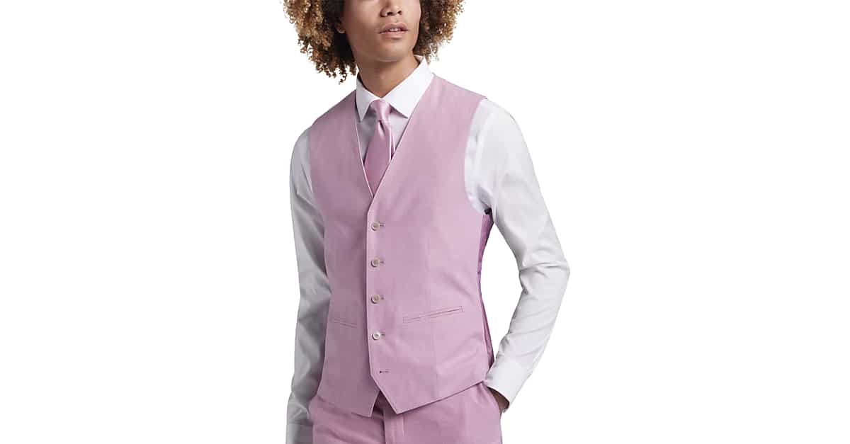 JOE Joseph Abboud Slim Fit Linen Blend Suit Separates Vest, Raspberry