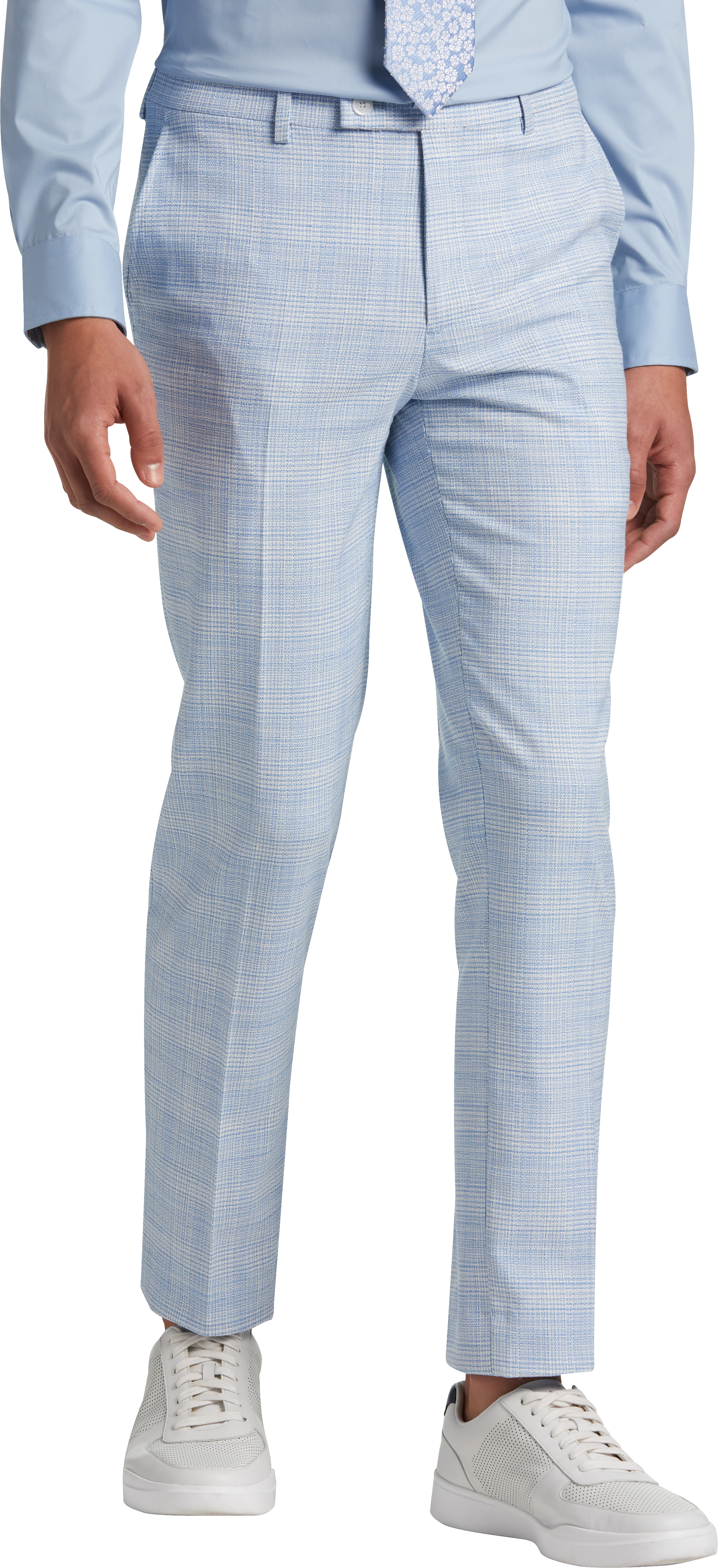 Egara Skinny Fit Suit Separates Pants, Sky Blue Plaid