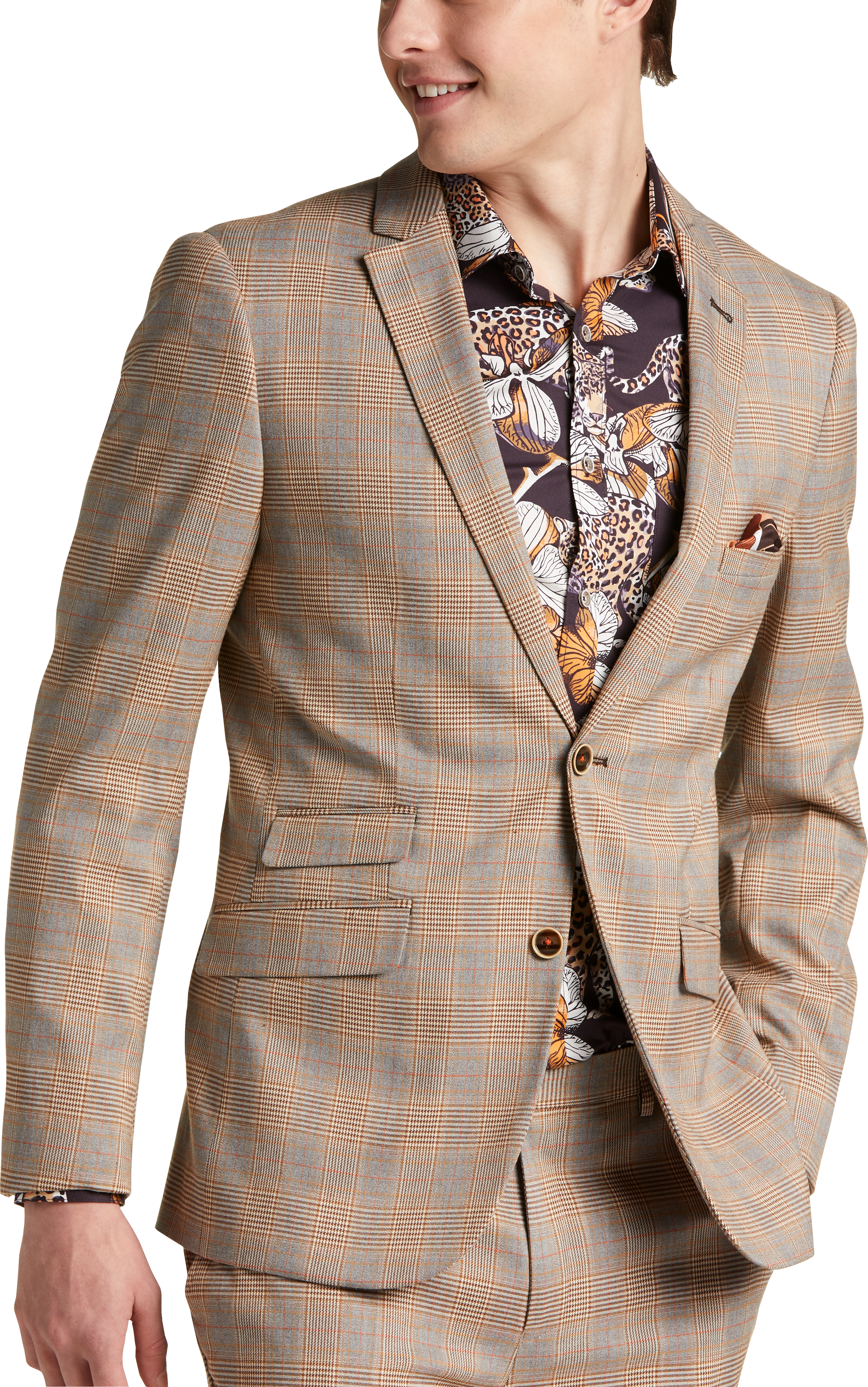 Bar Iii Slim-fit Burgundy Plaid Suit Separates, Created For Macy's