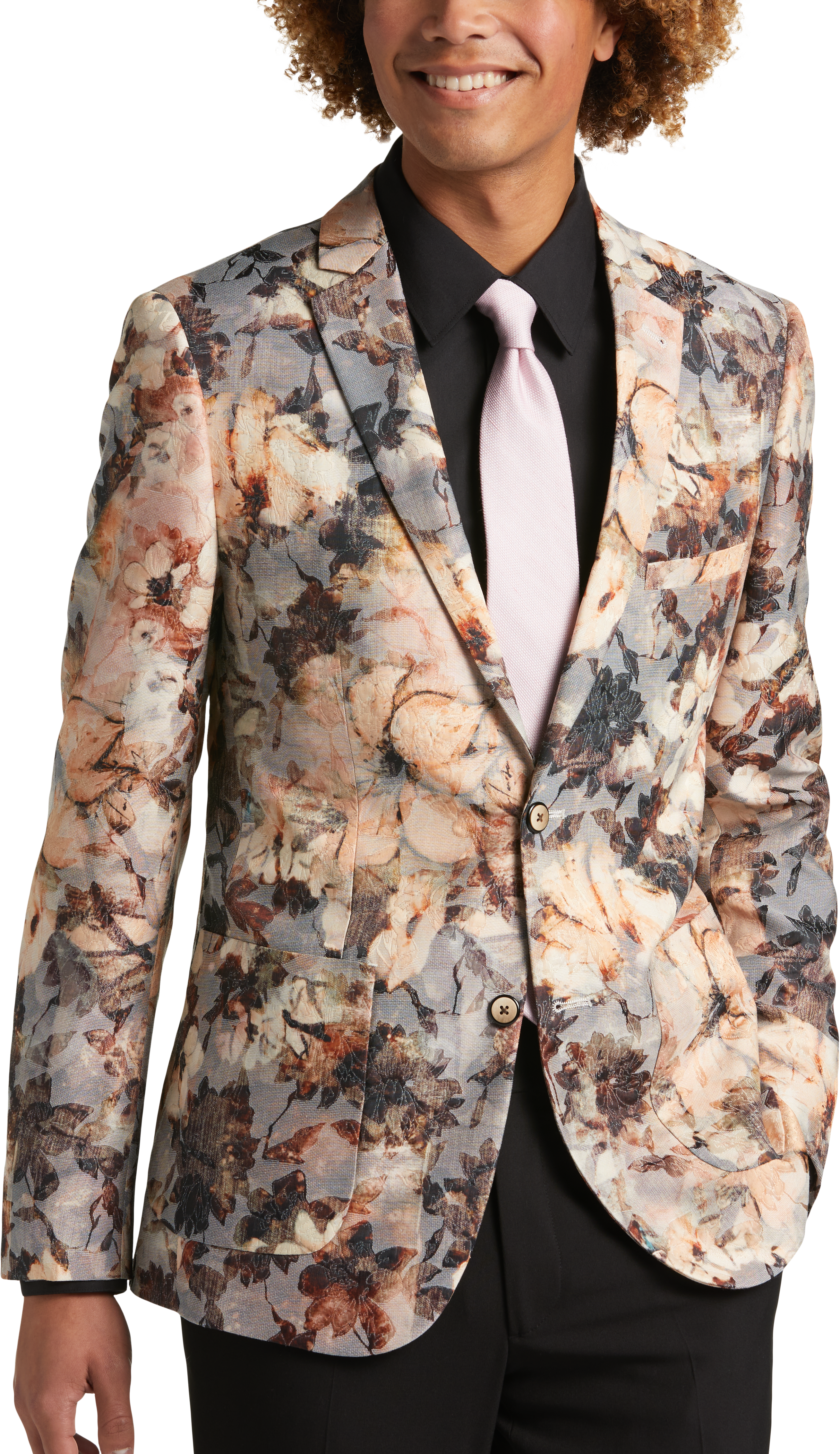 Paisley & Gray Slim Fit Suit Separates Coat, Brown and Cream Floral