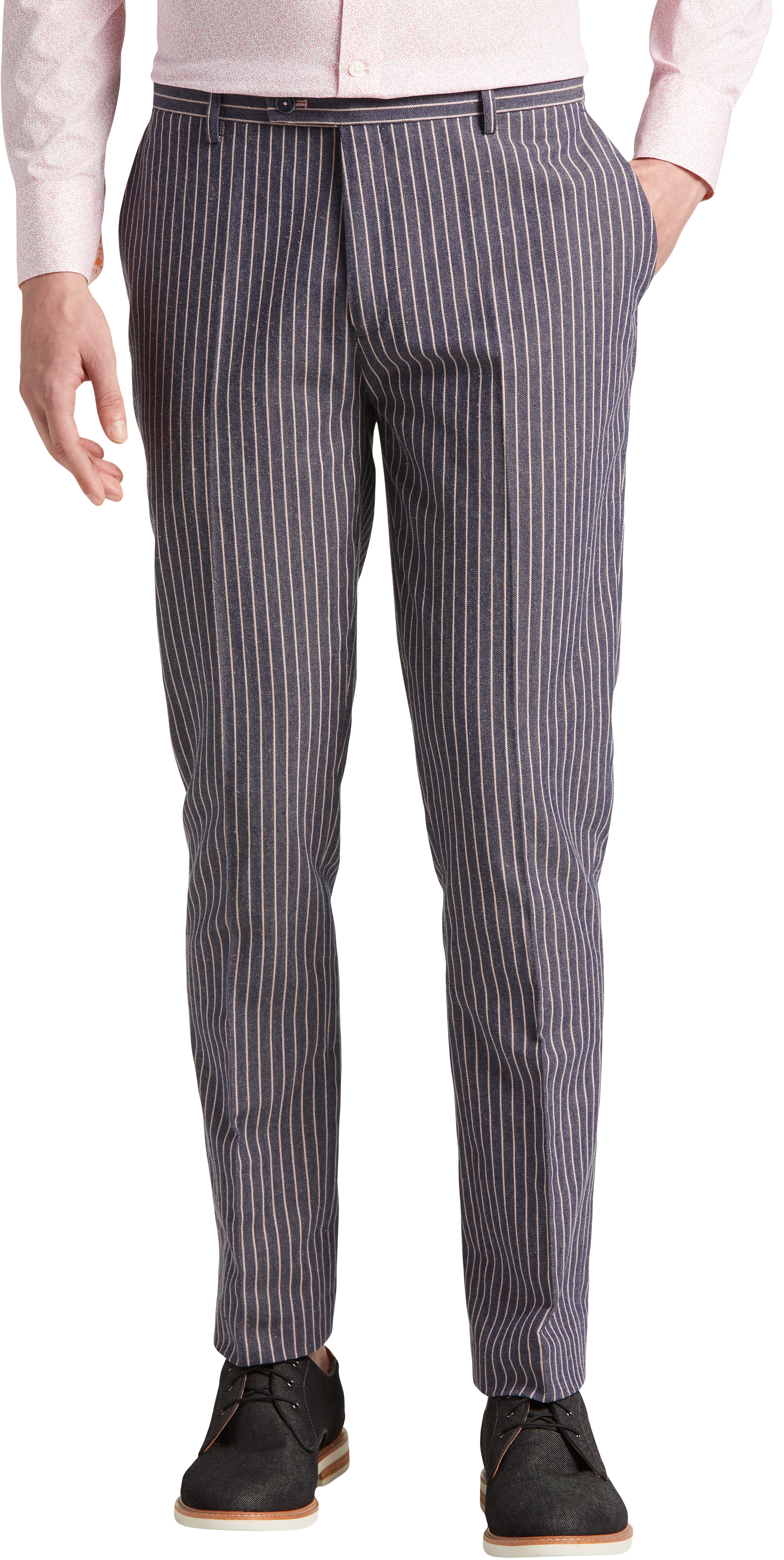 Paisley & Gray Slim Fit Suit Separates Pants, Blue and Pink Stripes