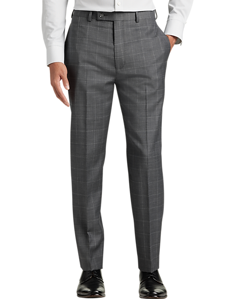Calvin Klein X-Fit Slim Fit Suit Separates Pants, Gray Windowpane - Men ...