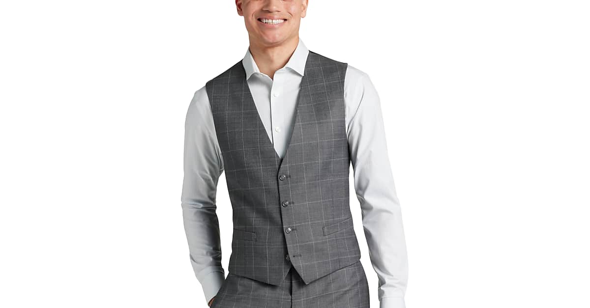 Calvin Klein X-Fit Slim Fit Suit Separates Vest, Gray Windowpane - Men ...