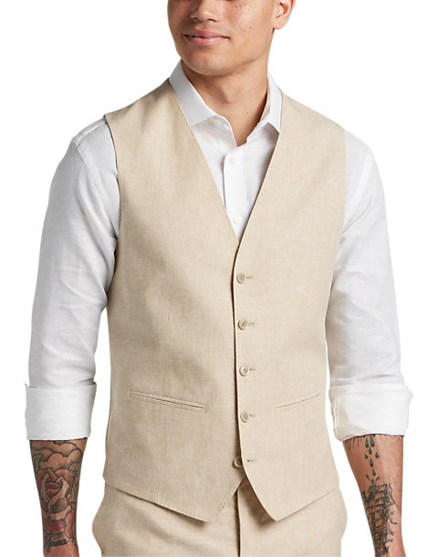 JOE Joseph Abboud Slim Fit Linen Blend Suit Separates Vest, Tan ...