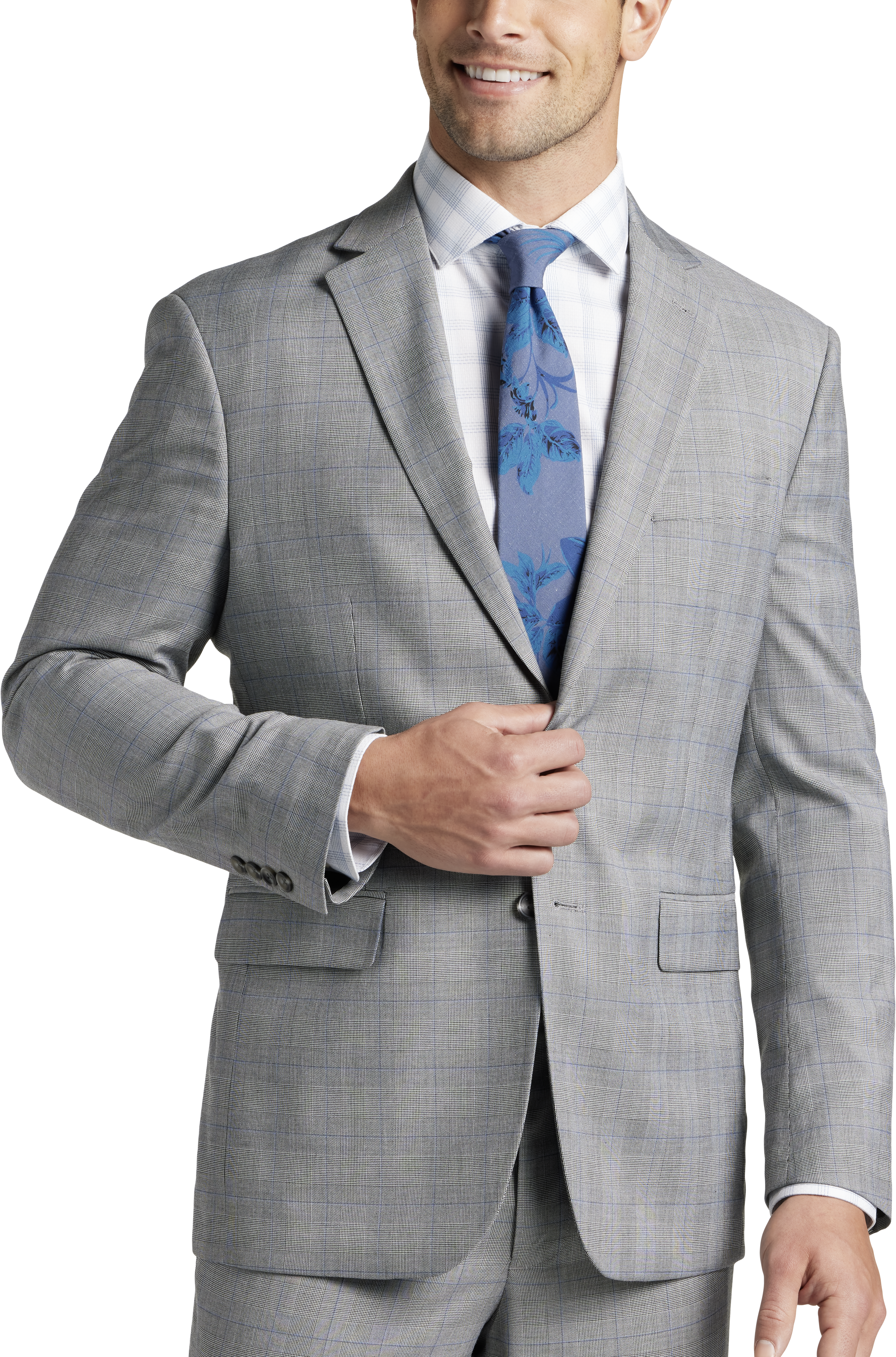 Pronto Uomo Modern Fit Suit, Blue and Gray Plaid - Men's Suits | Men's ...