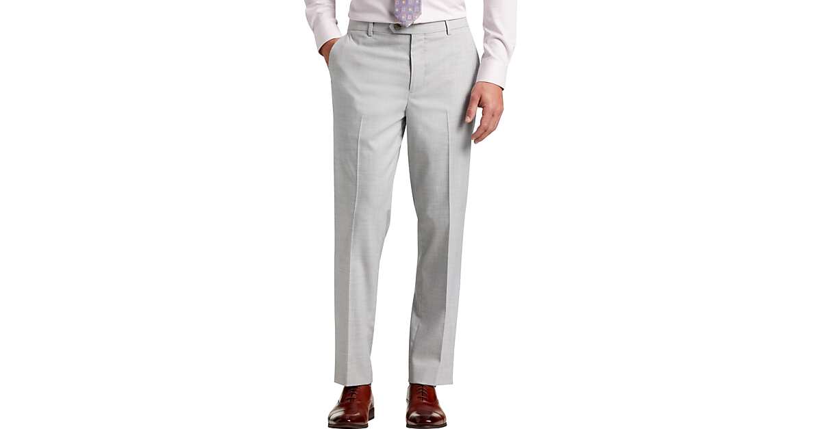 Pronto Uomo Modern Fit Suit Separates Pants, Light Gray Sharkskin Men