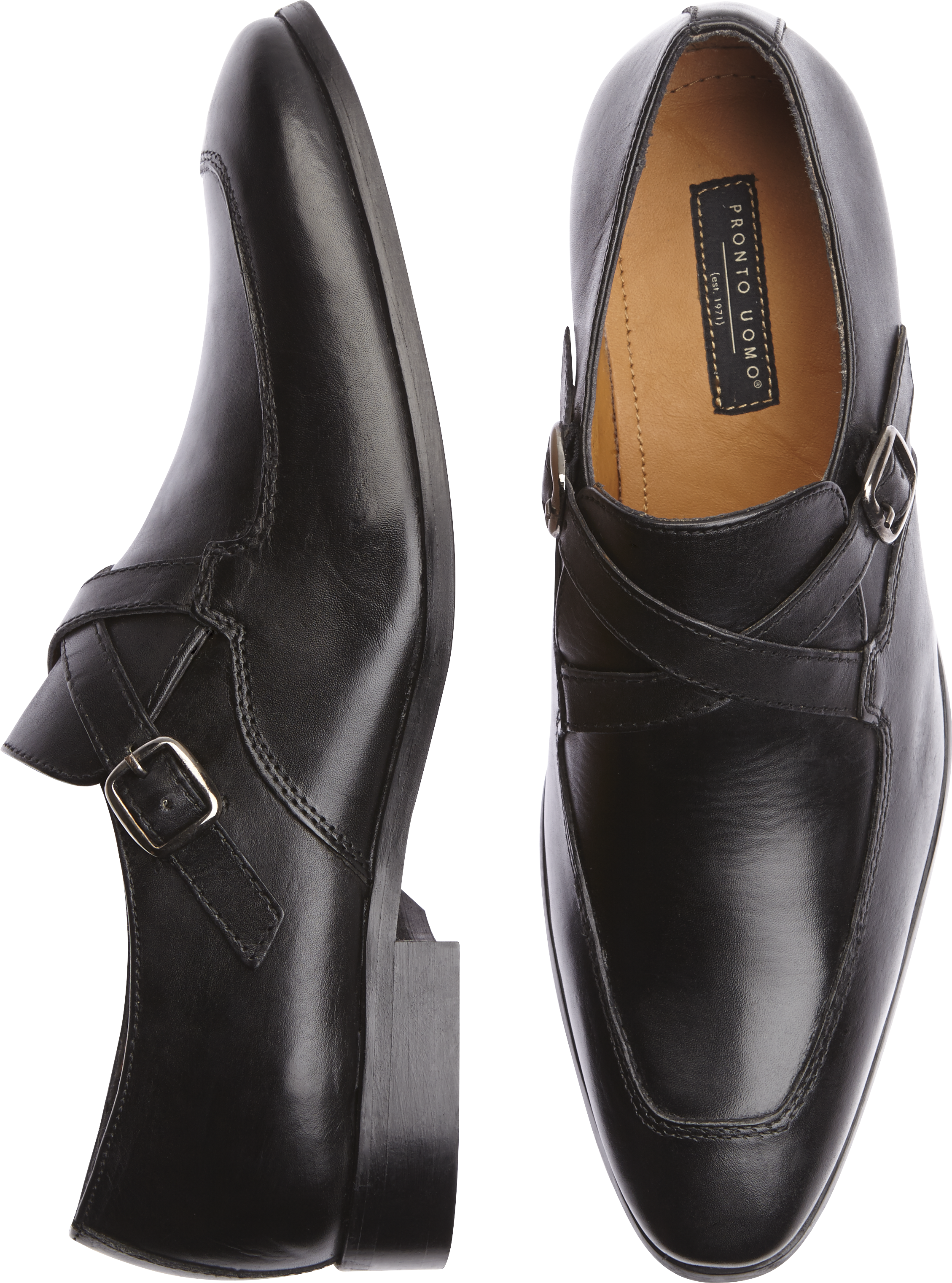Pronto Uomo Fawn Black Monk Strap Slip-On Shoes - Men's Sale | Men's ...
