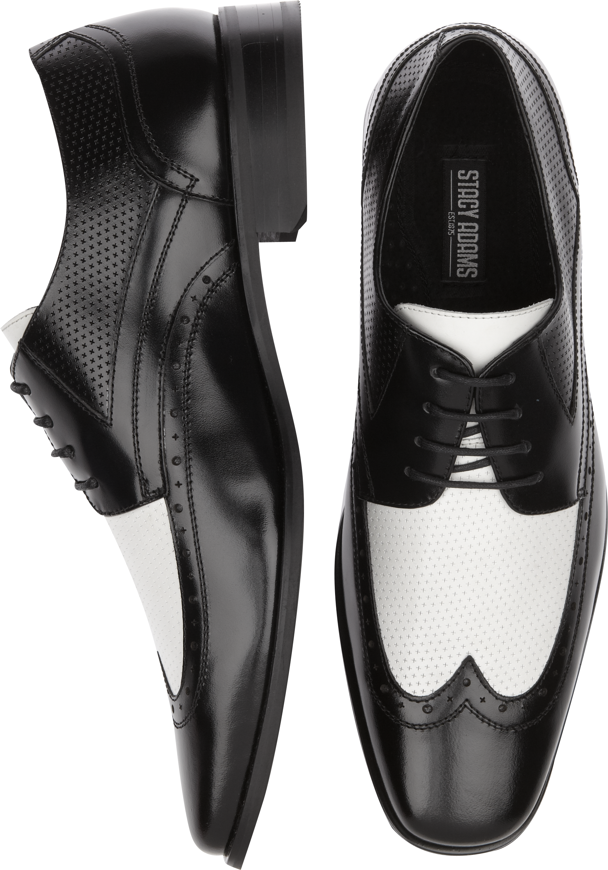 black and white wing tip heels
