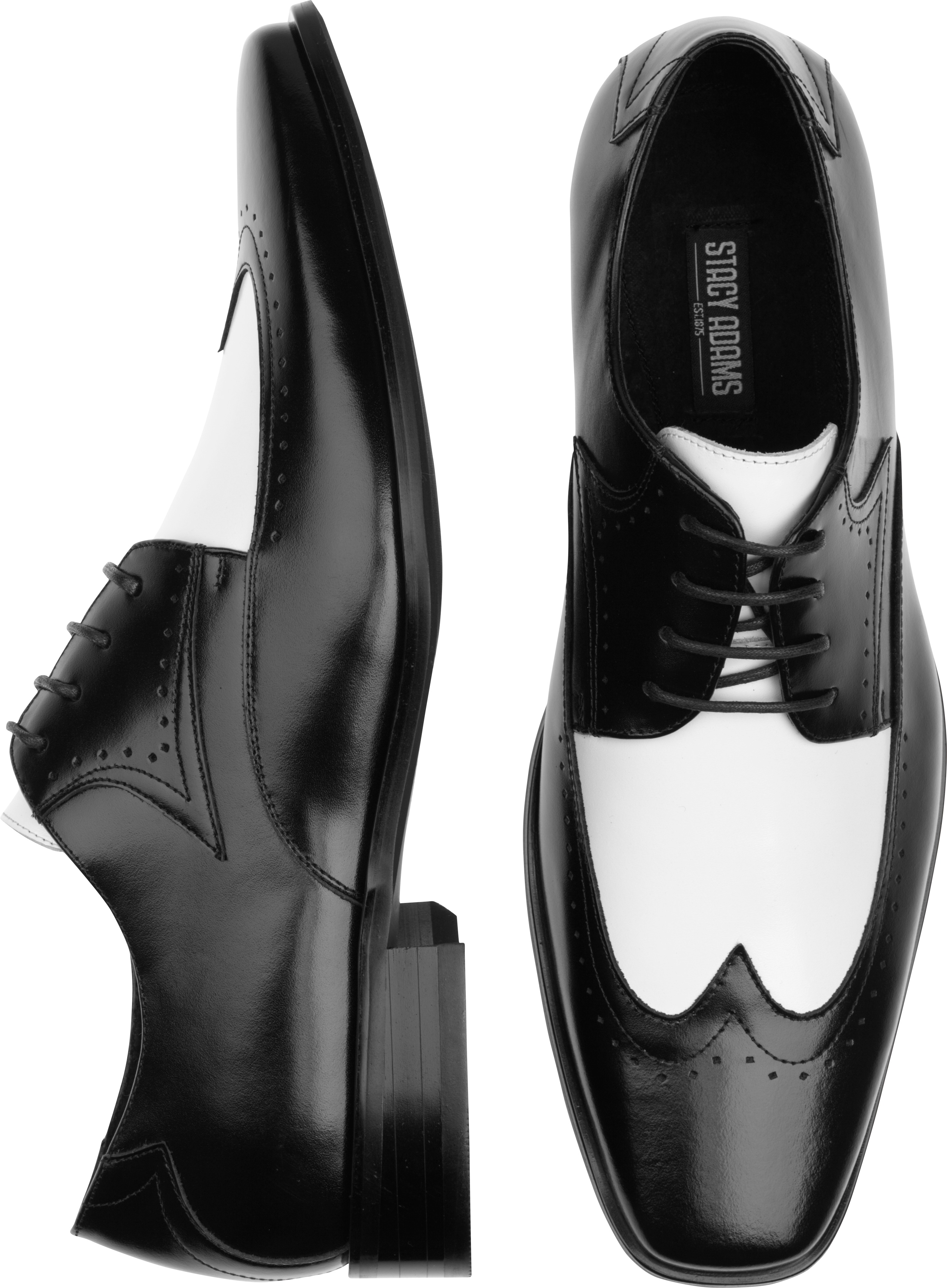 stacy adams black and white wingtip shoes